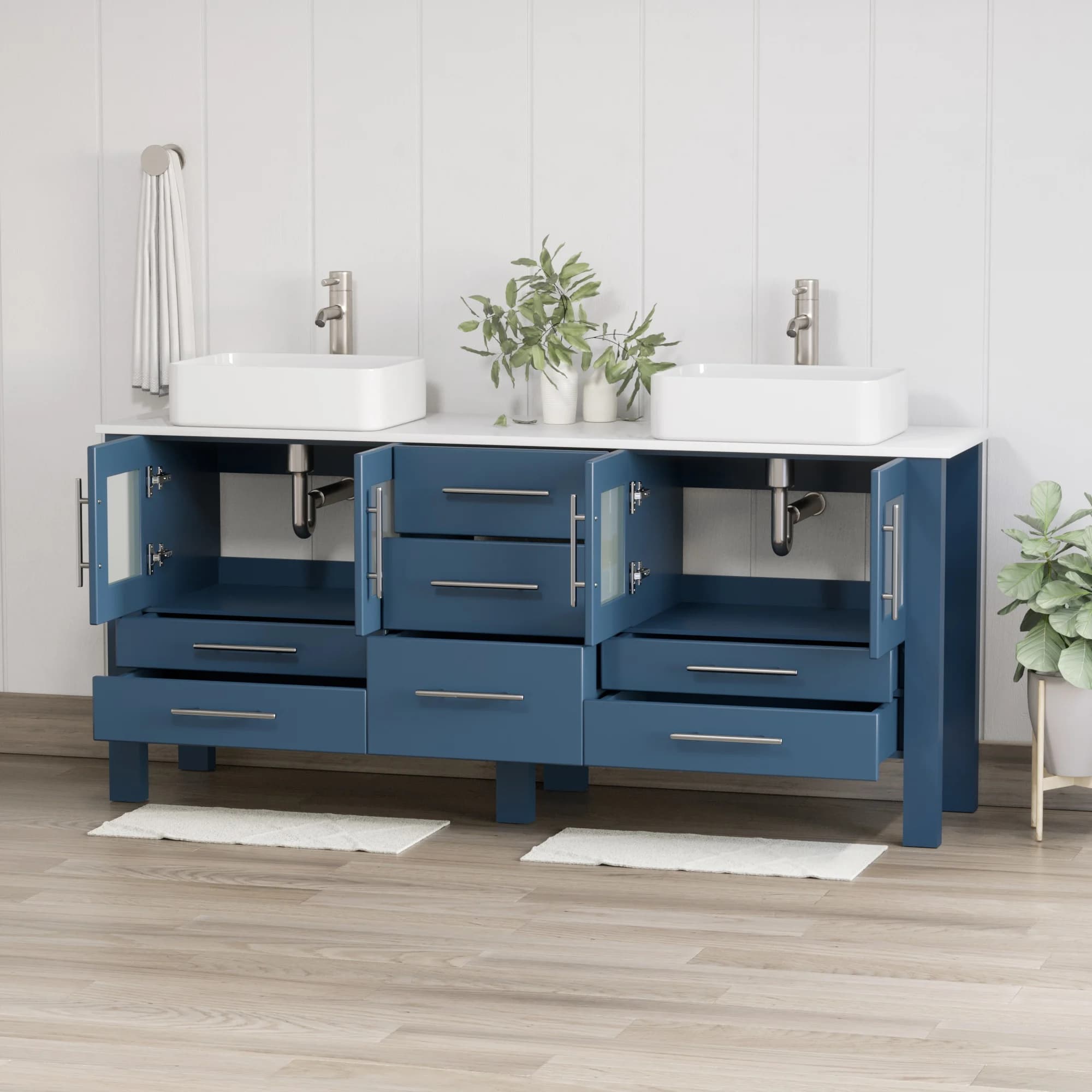 Cambridge Plumbing Complete 72 Inch White Porcelain Blue Vanity Set - image 2