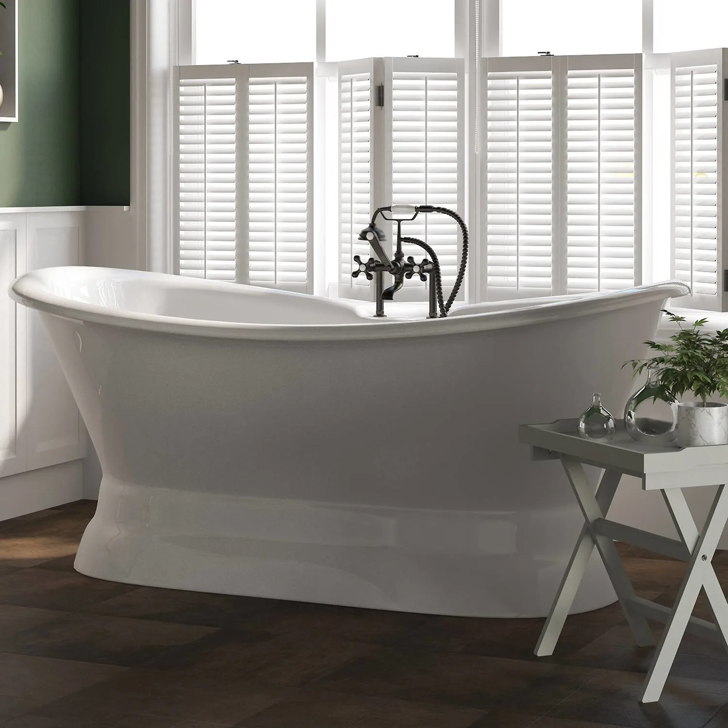 Cambridge Plumbing 71 Inch Double Ended Pedestal Cast Iron Bathtub - image 2