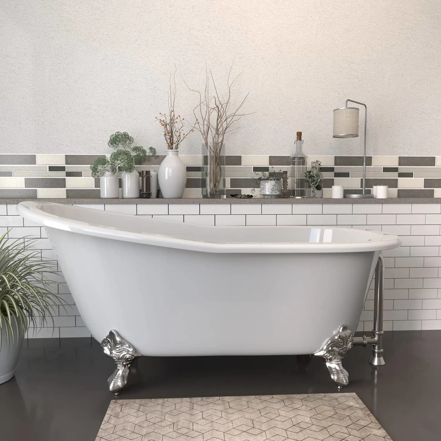 Cambridge Plumbing 67 Inch Freestanding Slipper Cast Iron Bathtub - image 2