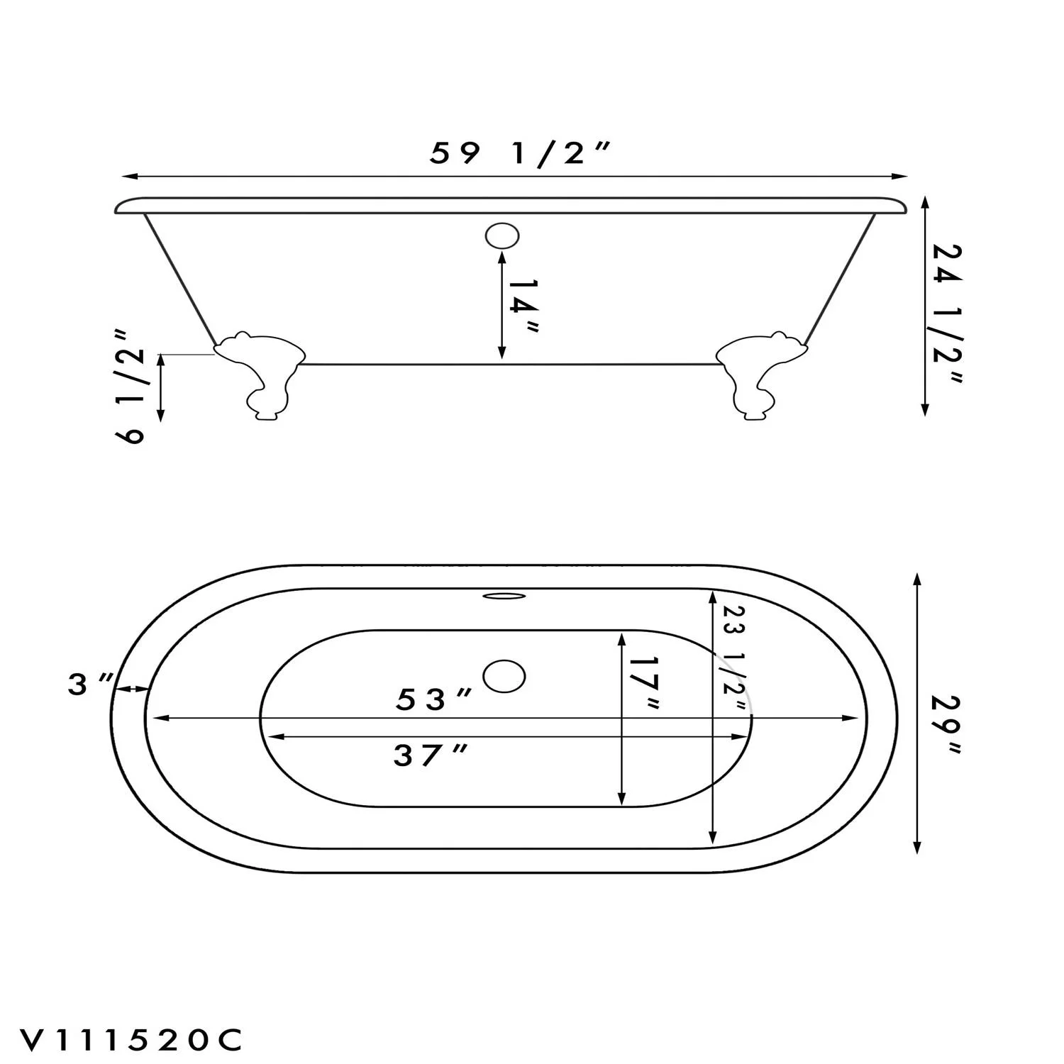 Cambridge Plumbing 60 Inch Freestanding Double Ended Acrylic Bathtub - image 2