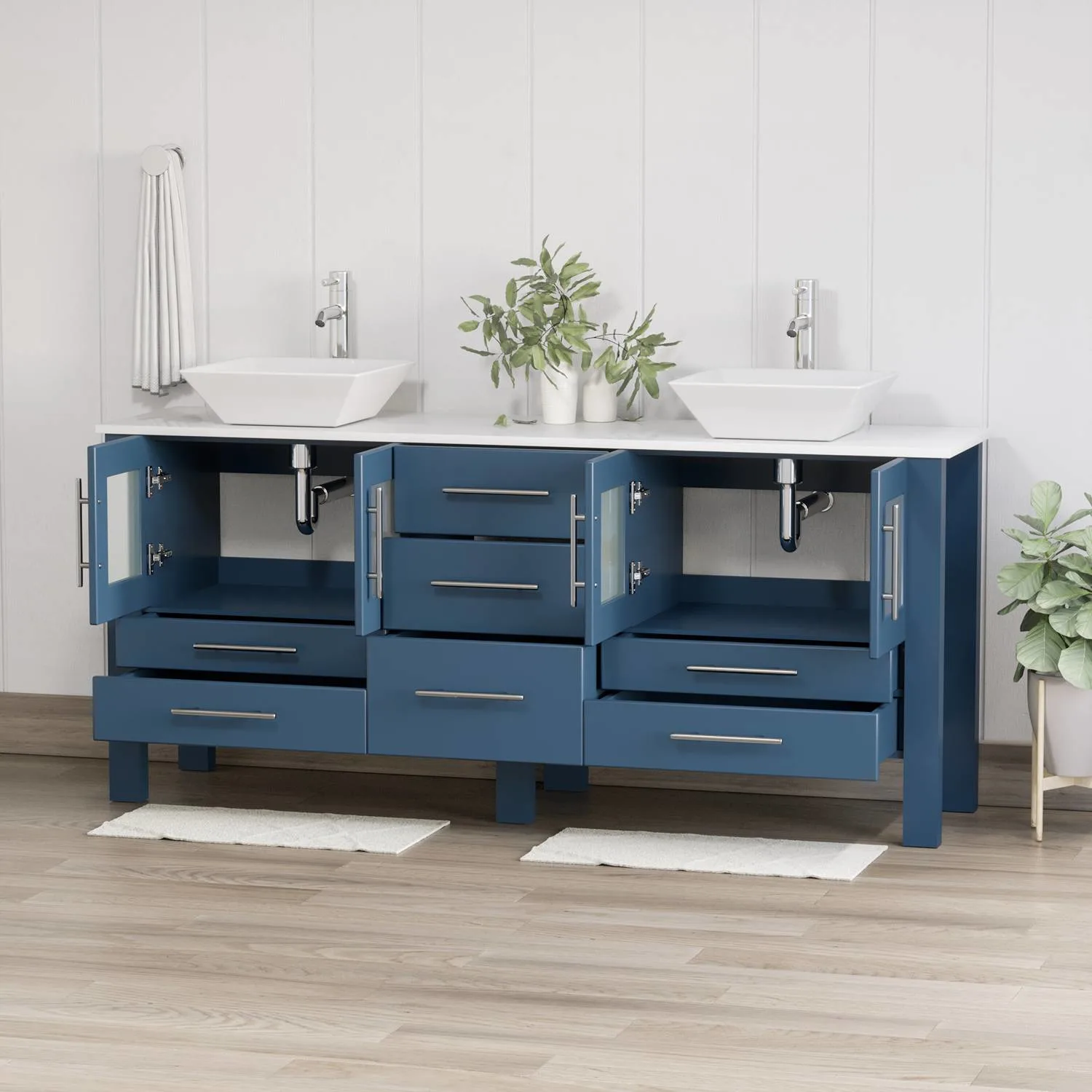 Cambridge Plumbing Complete 72 Inch White Porcelain Blue Vanity Set - image 2