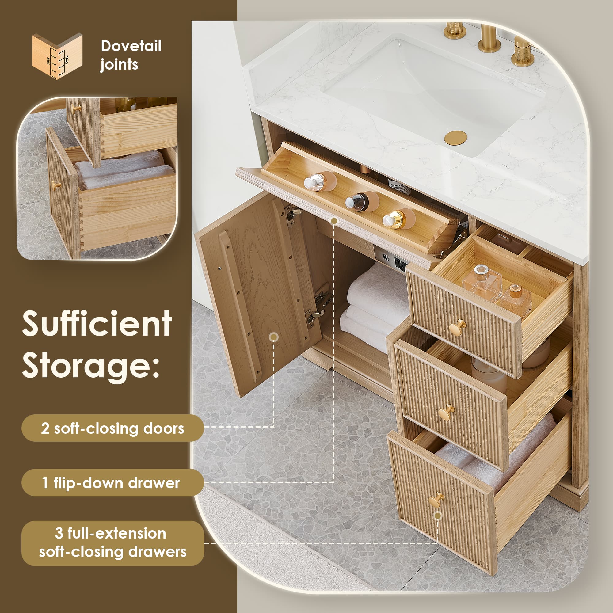 Altair Barnett Freestanding Bathroom Vanity in Natural Oak - photo 10 of 16