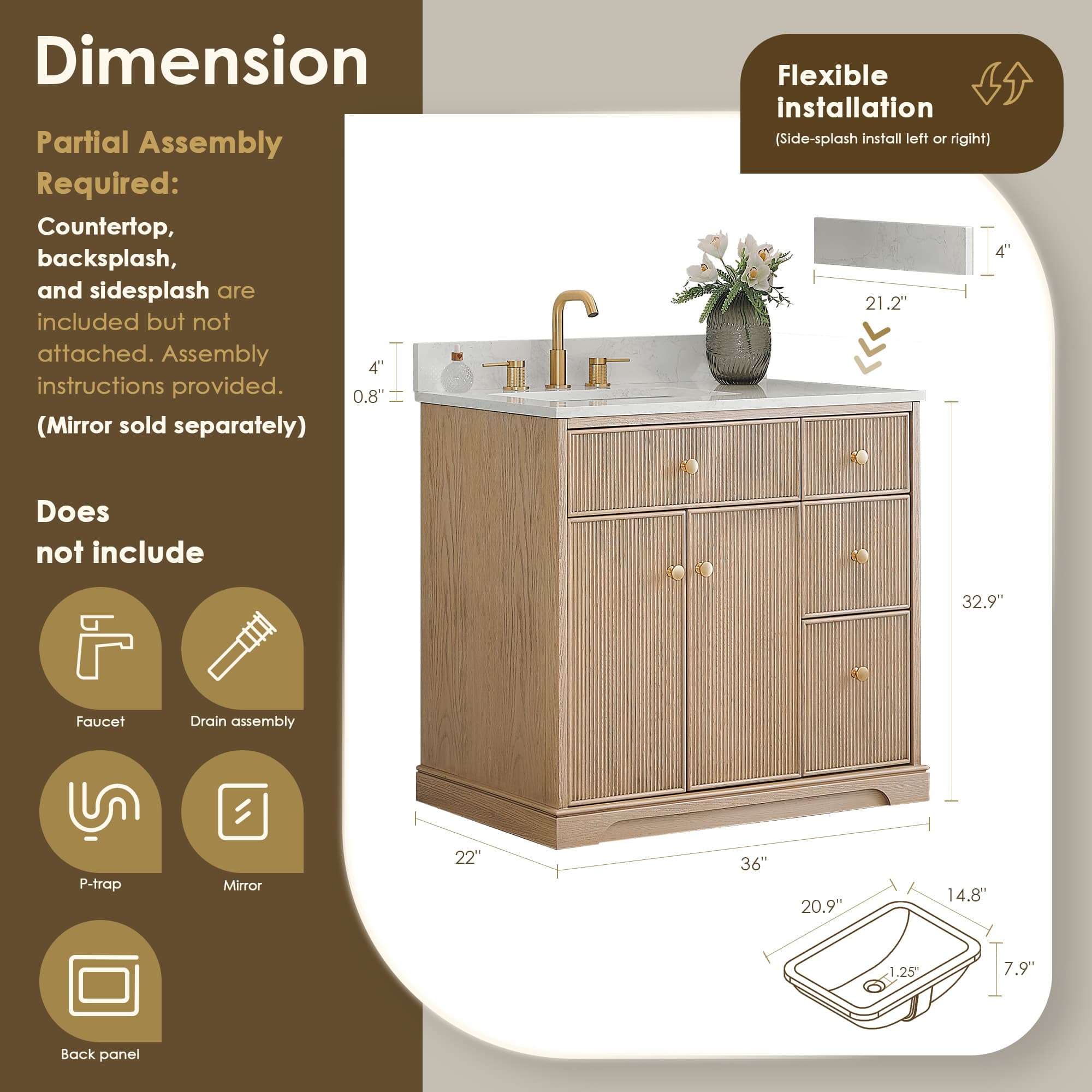 Altair Barnett Freestanding Bathroom Vanity in Natural Oak - photo 14 of 16