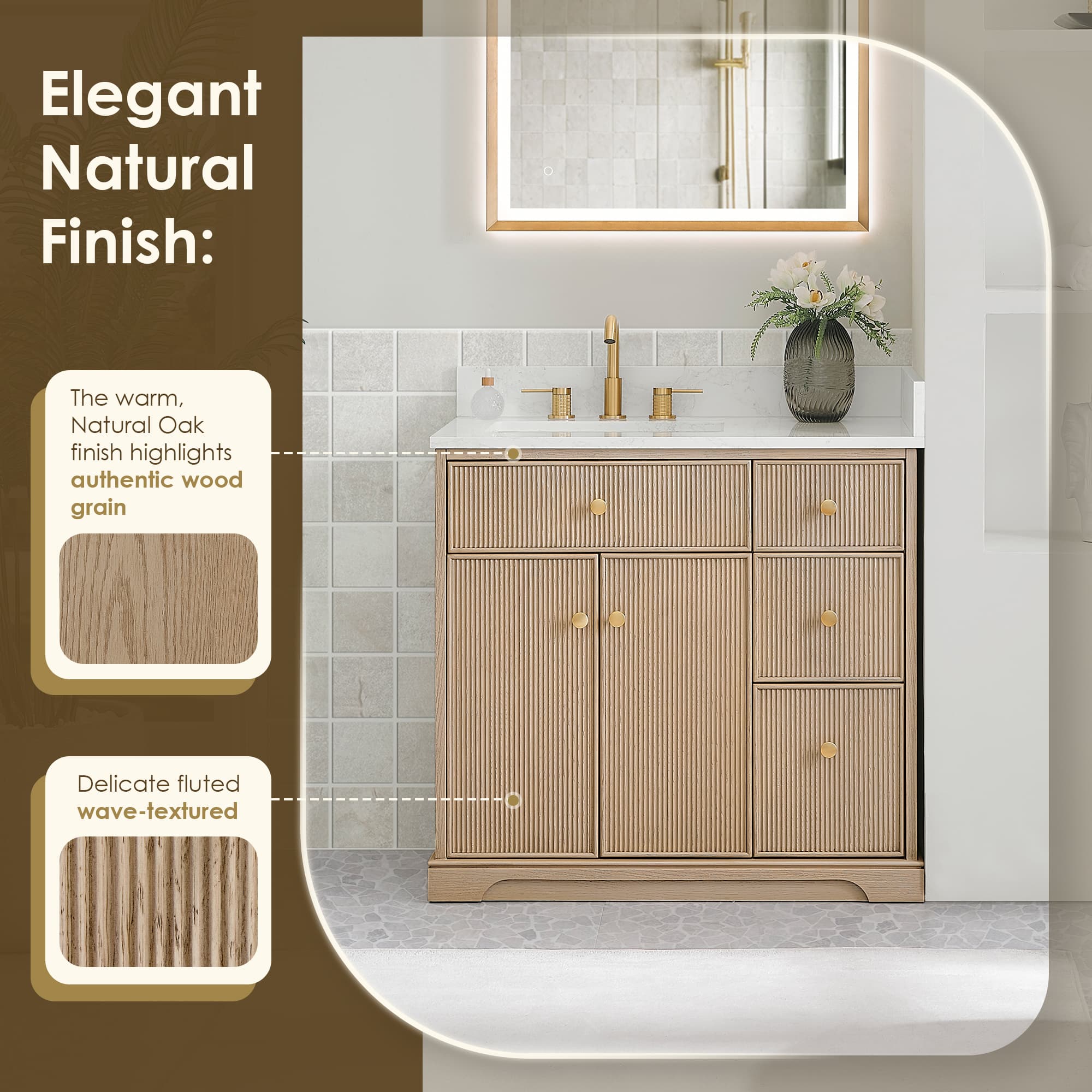 Altair Barnett Freestanding Bathroom Vanity in Natural Oak - photo 5 of 16