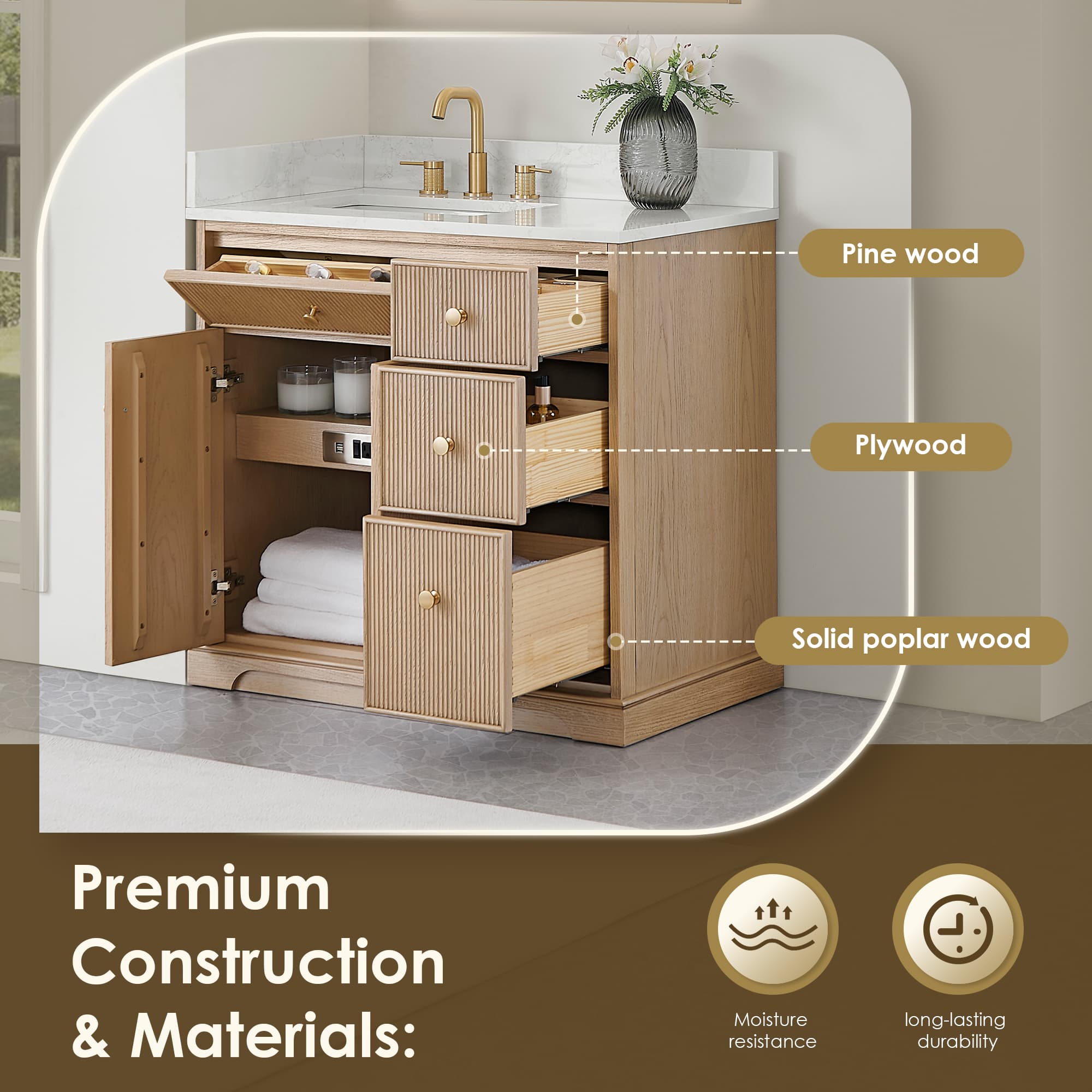 Altair Barnett Freestanding Bathroom Vanity in Natural Oak - photo 6 of 16