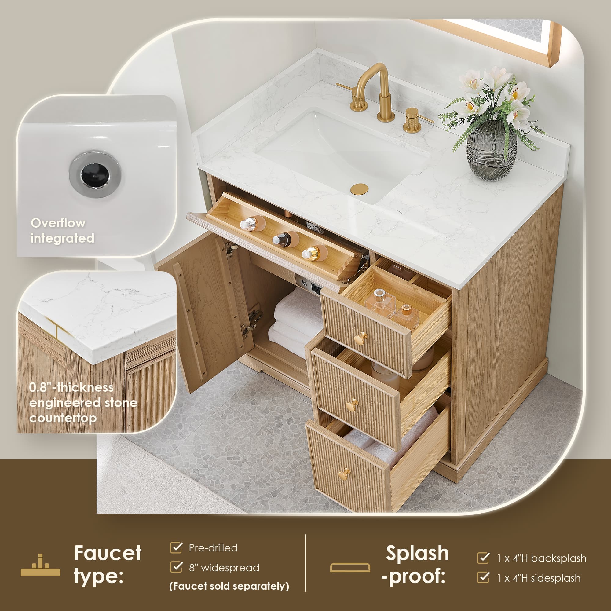 Altair Barnett Freestanding Bathroom Vanity in Natural Oak - photo 8 of 16