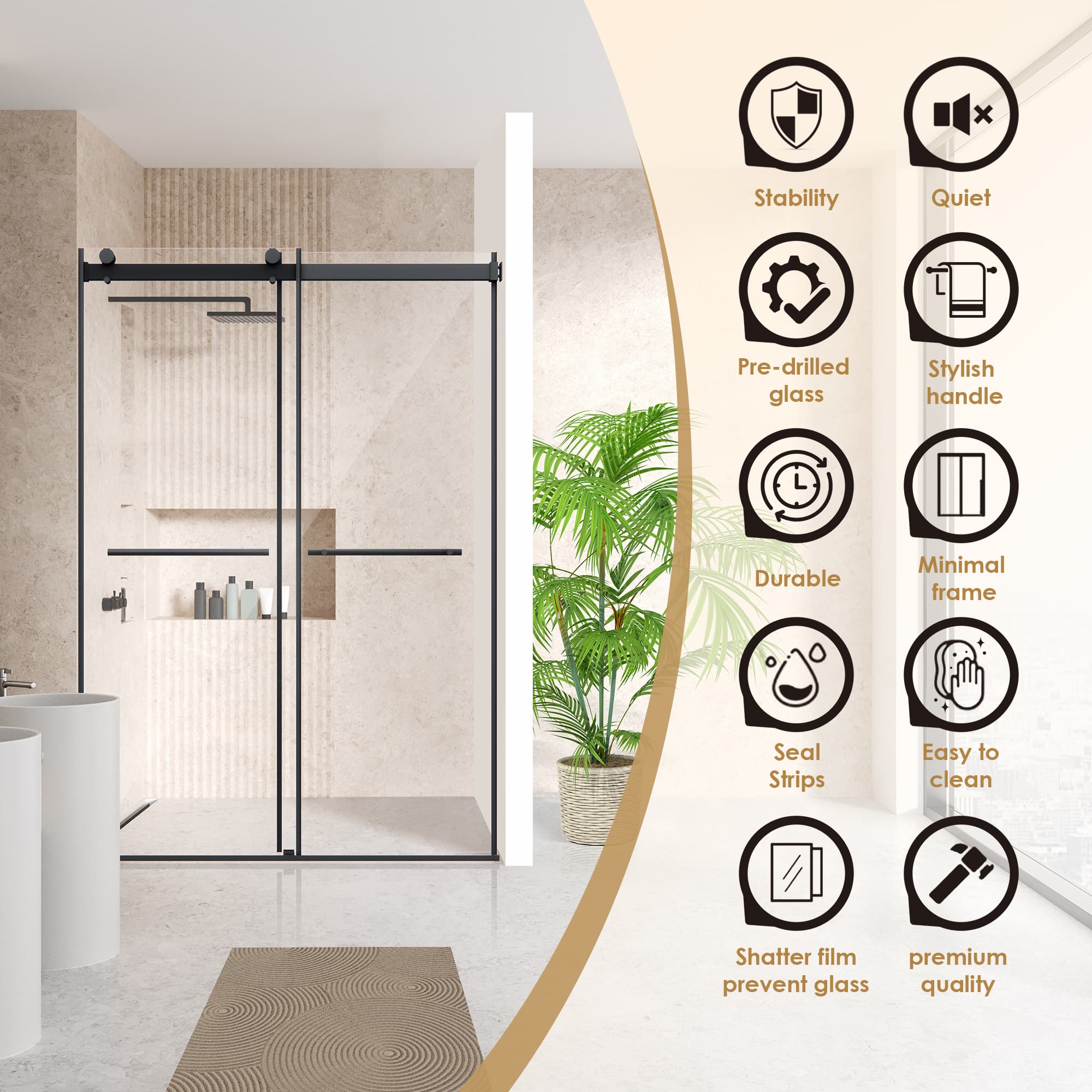 Altair Belizzi By-Pass Frameless Exposed Roller Shower Door - photo 7 of 14