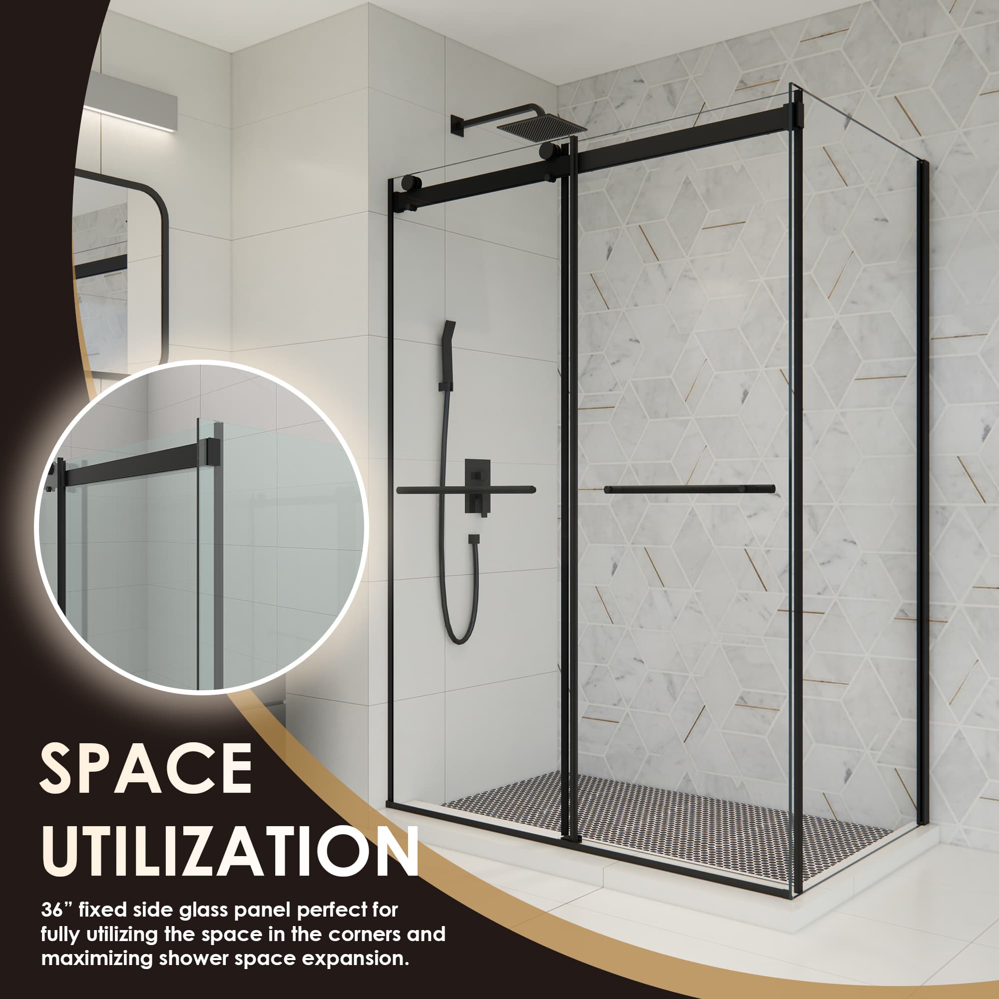 Altair Belizzi By-Pass Frameless Exposed Roller Shower Enclosure - photo 11 of 16