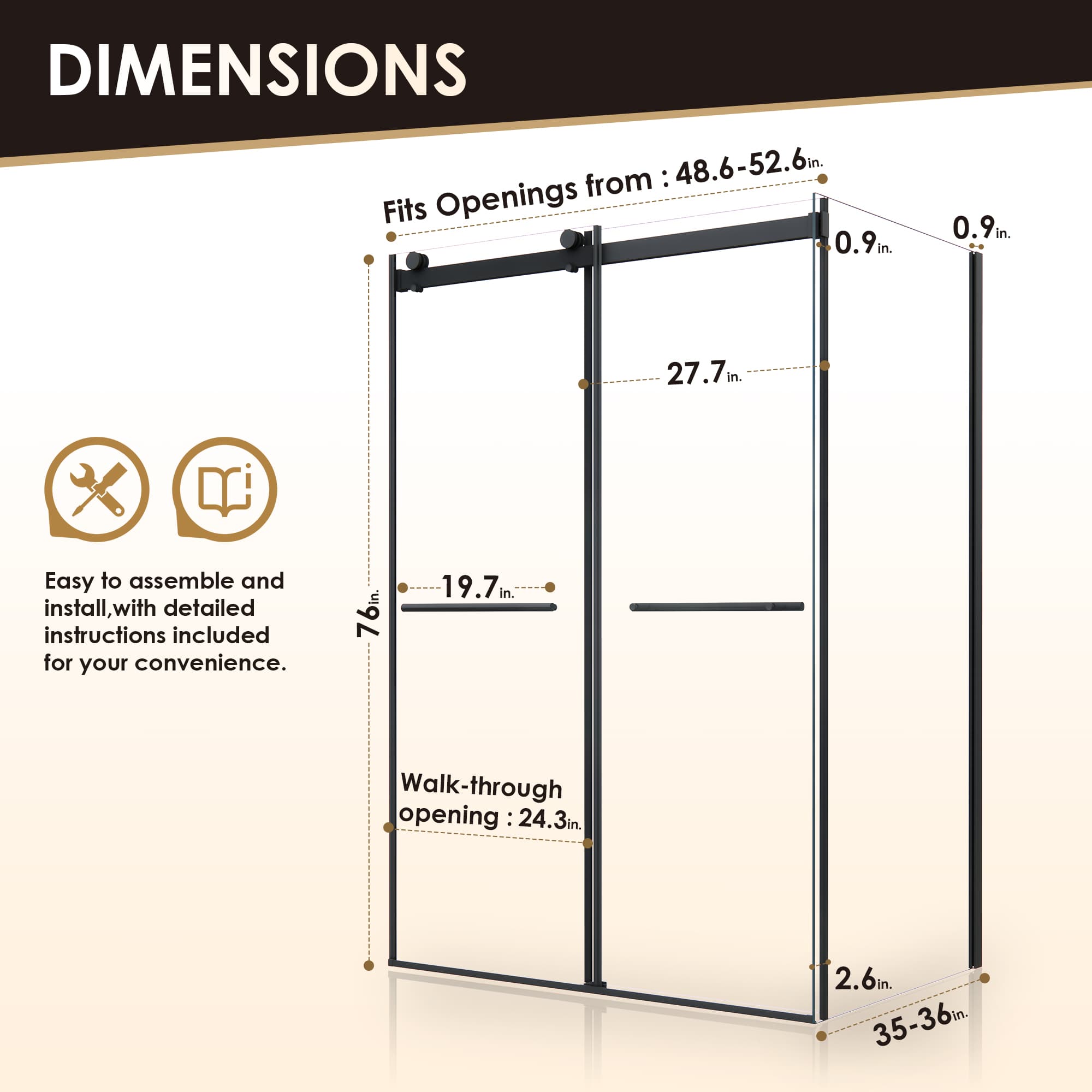 Altair Belizzi By-Pass Frameless Exposed Roller Shower Enclosure - photo 14 of 16