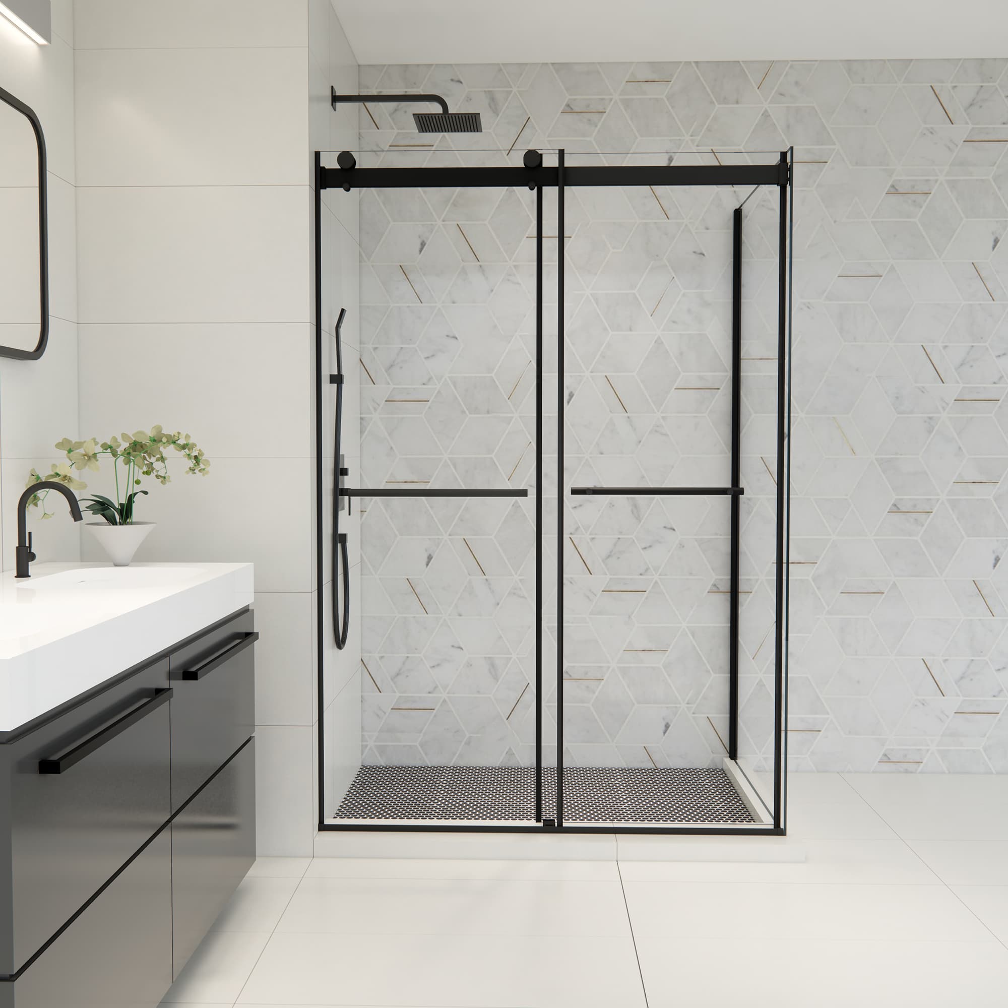 Altair Belizzi By-Pass Frameless Exposed Roller Shower Enclosure - photo 3 of 16