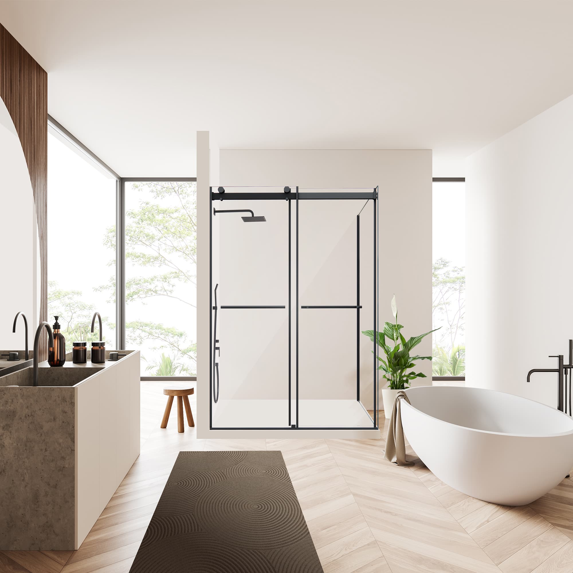 Altair Belizzi By-Pass Frameless Exposed Roller Shower Enclosure - photo 6 of 16