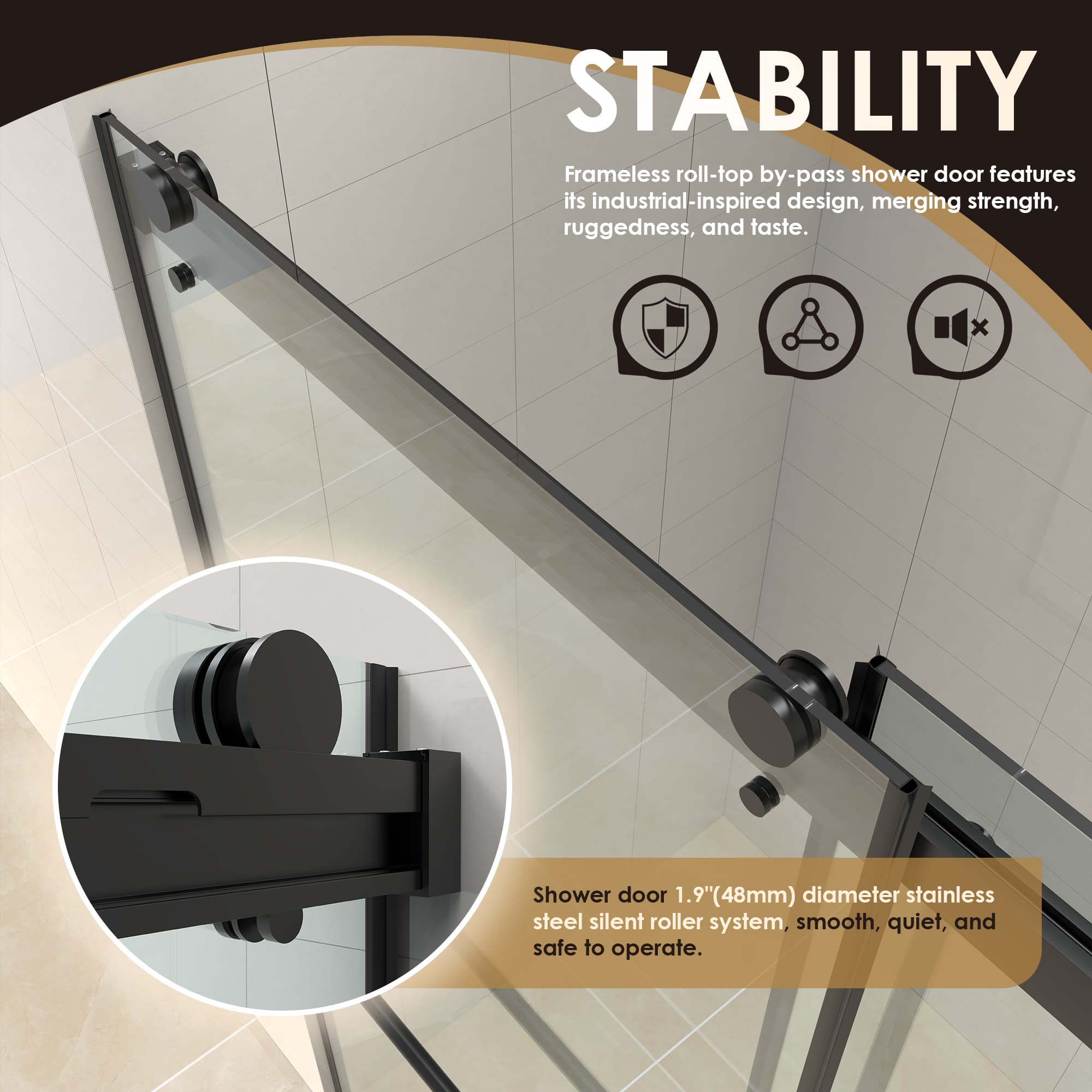 Altair Belizzi By-Pass Frameless Exposed Roller Shower Enclosure - photo 8 of 16