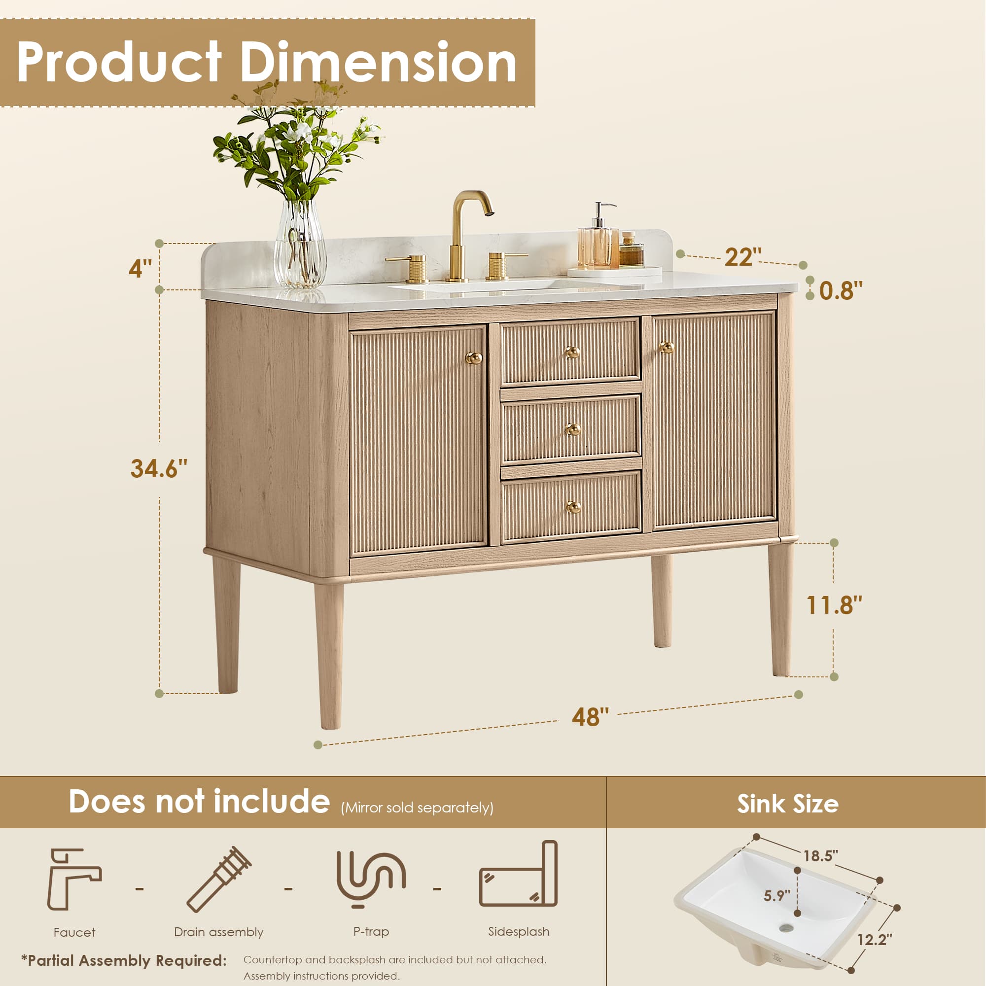 Altair Blaise Freestanding Bathroom Vanity in Light Oak - photo 14 of 16