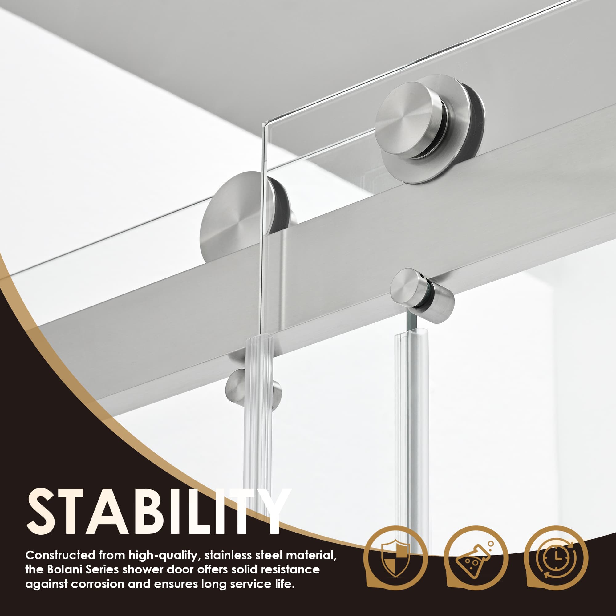 Altair Bolani 60" W x 76" H By-Pass Frameless Exposed Roller Shower Door - photo 9 of 14