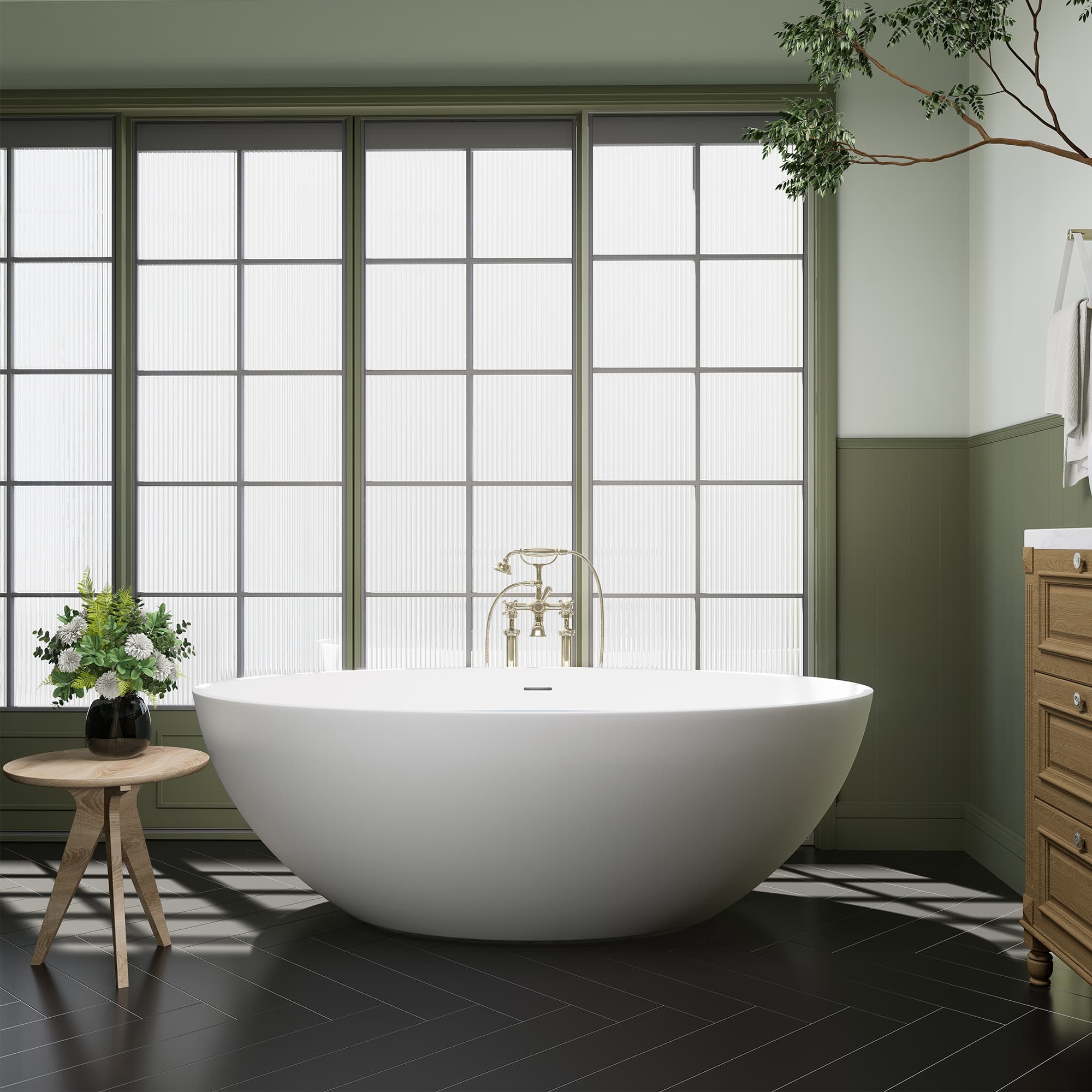 Altair Cacciar 67 Inch Solid Surface Freestanding Soaking Bathtub - photo 6 of 24