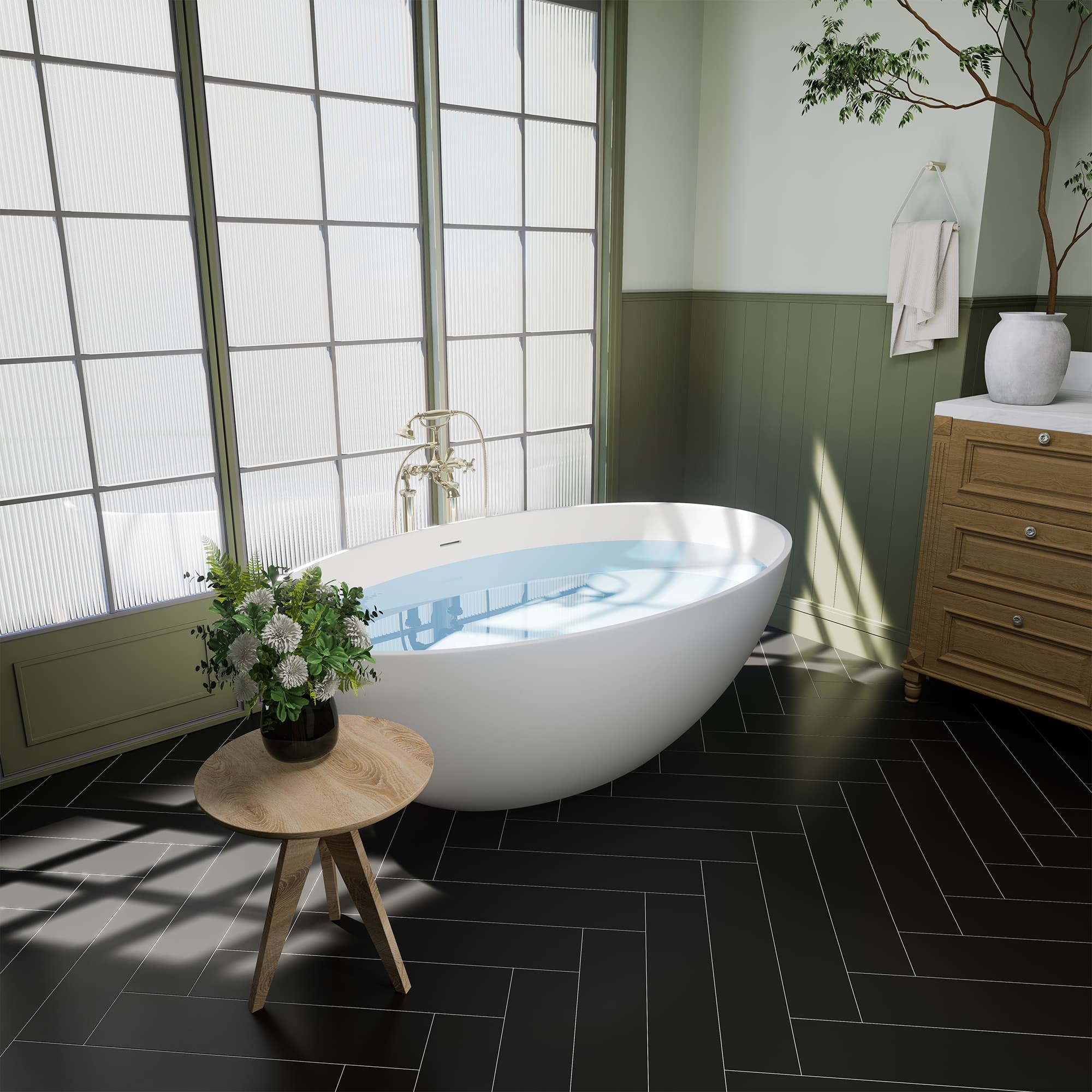 Altair Cacciar 67 Inch Solid Surface Freestanding Soaking Bathtub - photo 7 of 24
