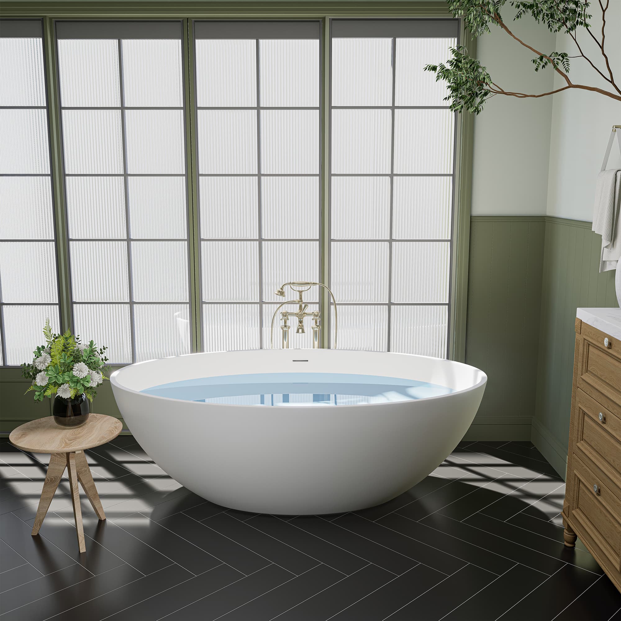 Altair Cacciar 67 Inch Solid Surface Freestanding Soaking Bathtub - photo 8 of 24