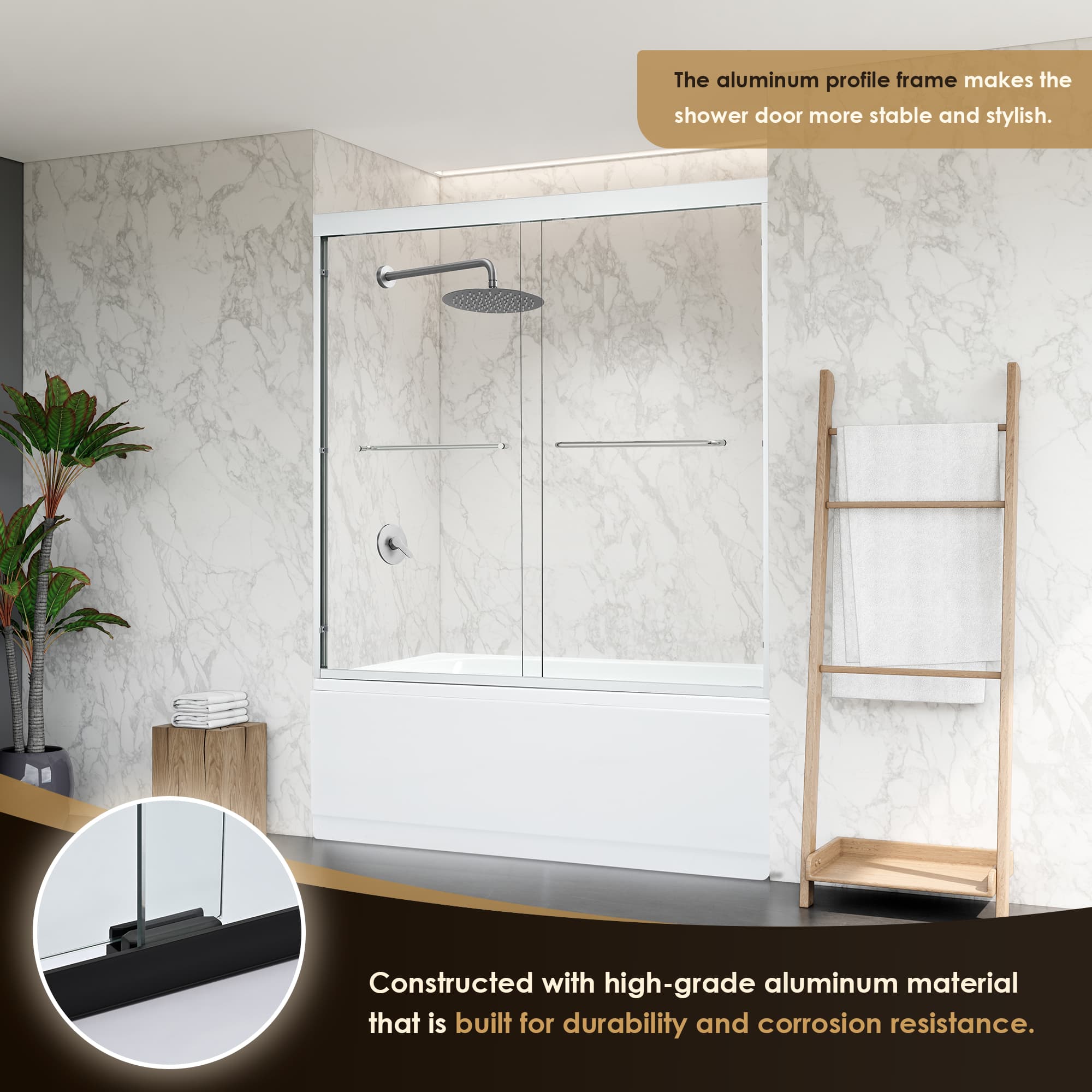 Altair Ennis 60" W x 58" H By-Pass Framed Tub Door - photo 8 of 15