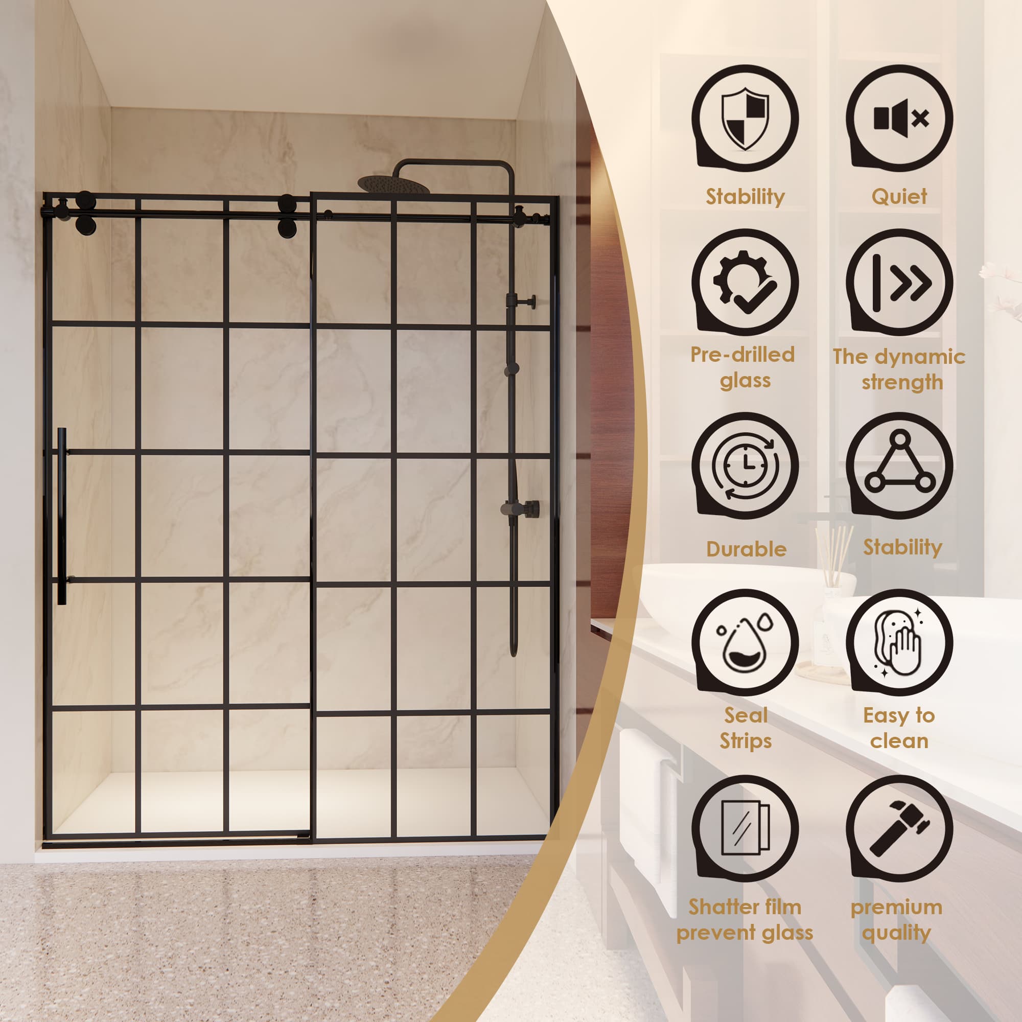 Altair Esense 60" W x 76" H Single Sliding Frameless Shower Door - photo 7 of 15