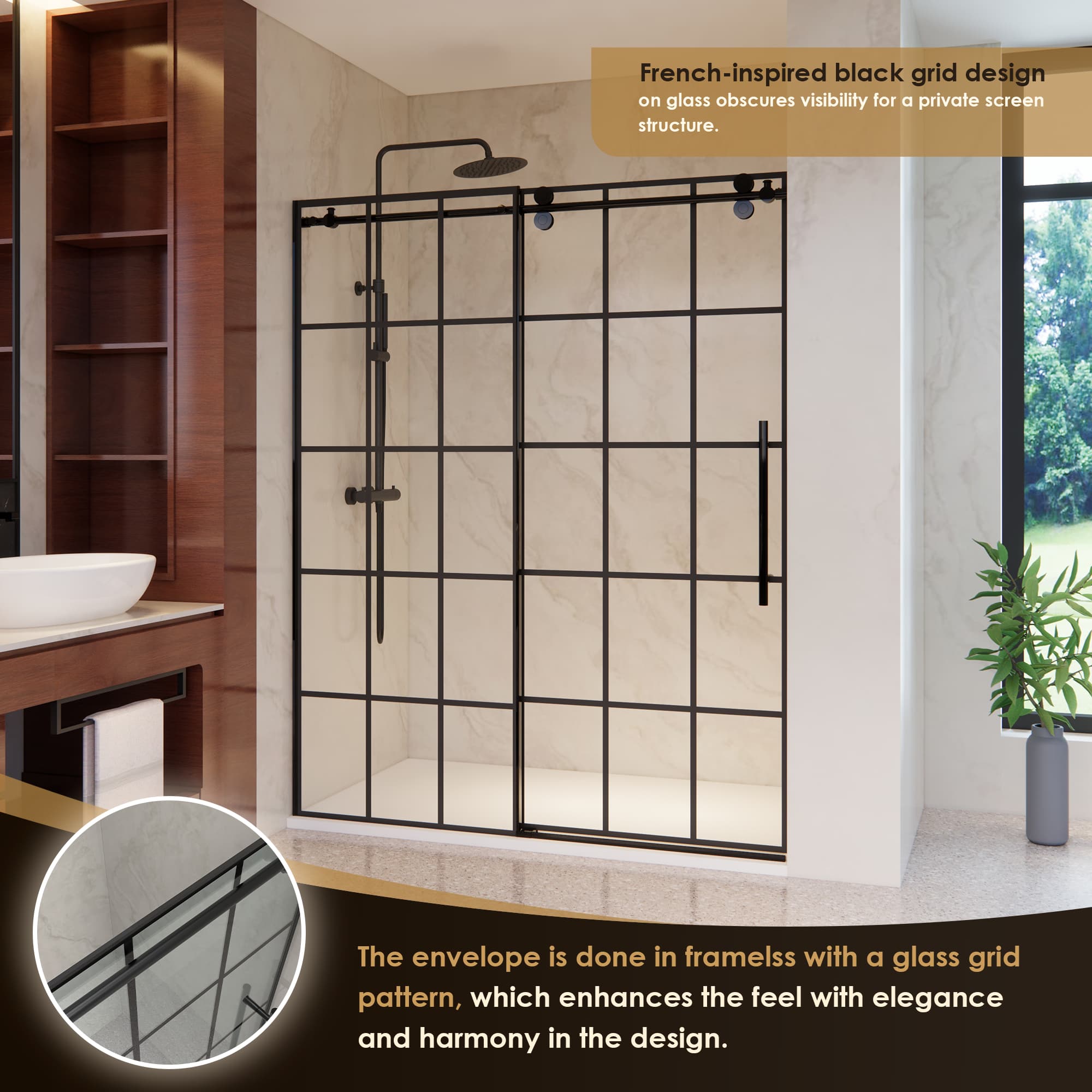 Altair Esense 60" W x 76" H Single Sliding Frameless Shower Door - photo 8 of 15