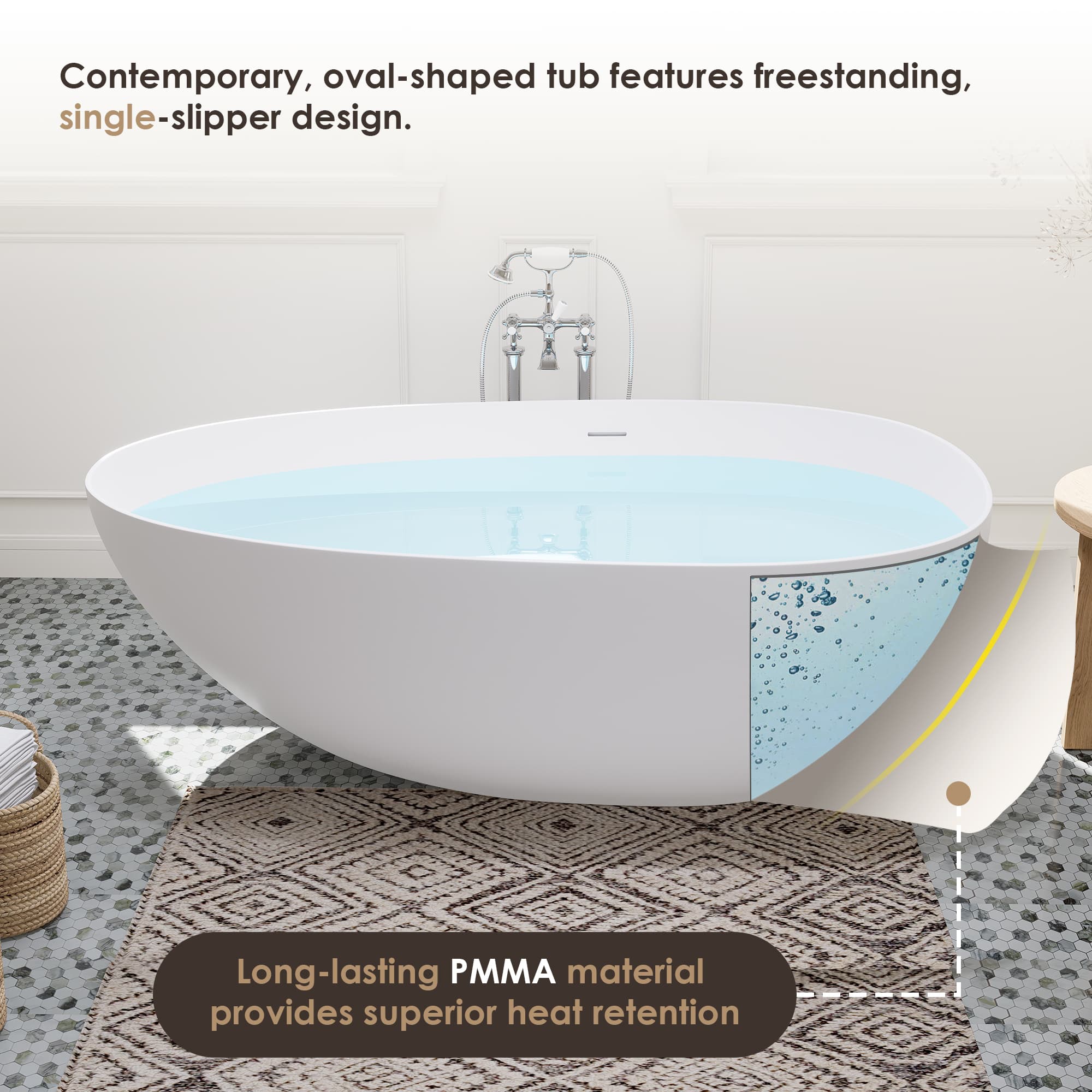 Altair Giotto Solid Surface Freestanding Soaking Bathtub - photo 12 of 24