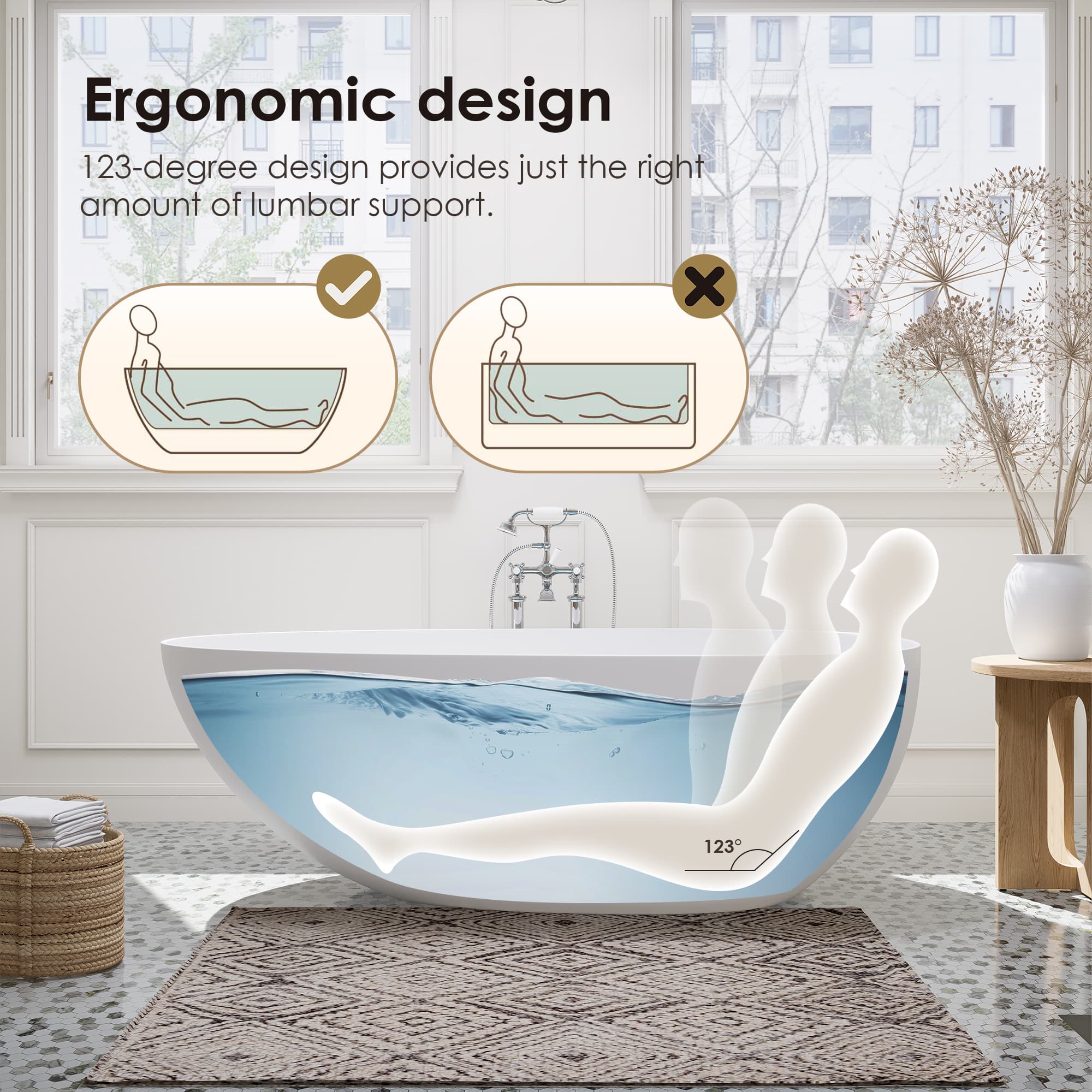 Altair Giotto Solid Surface Freestanding Soaking Bathtub - photo 14 of 24