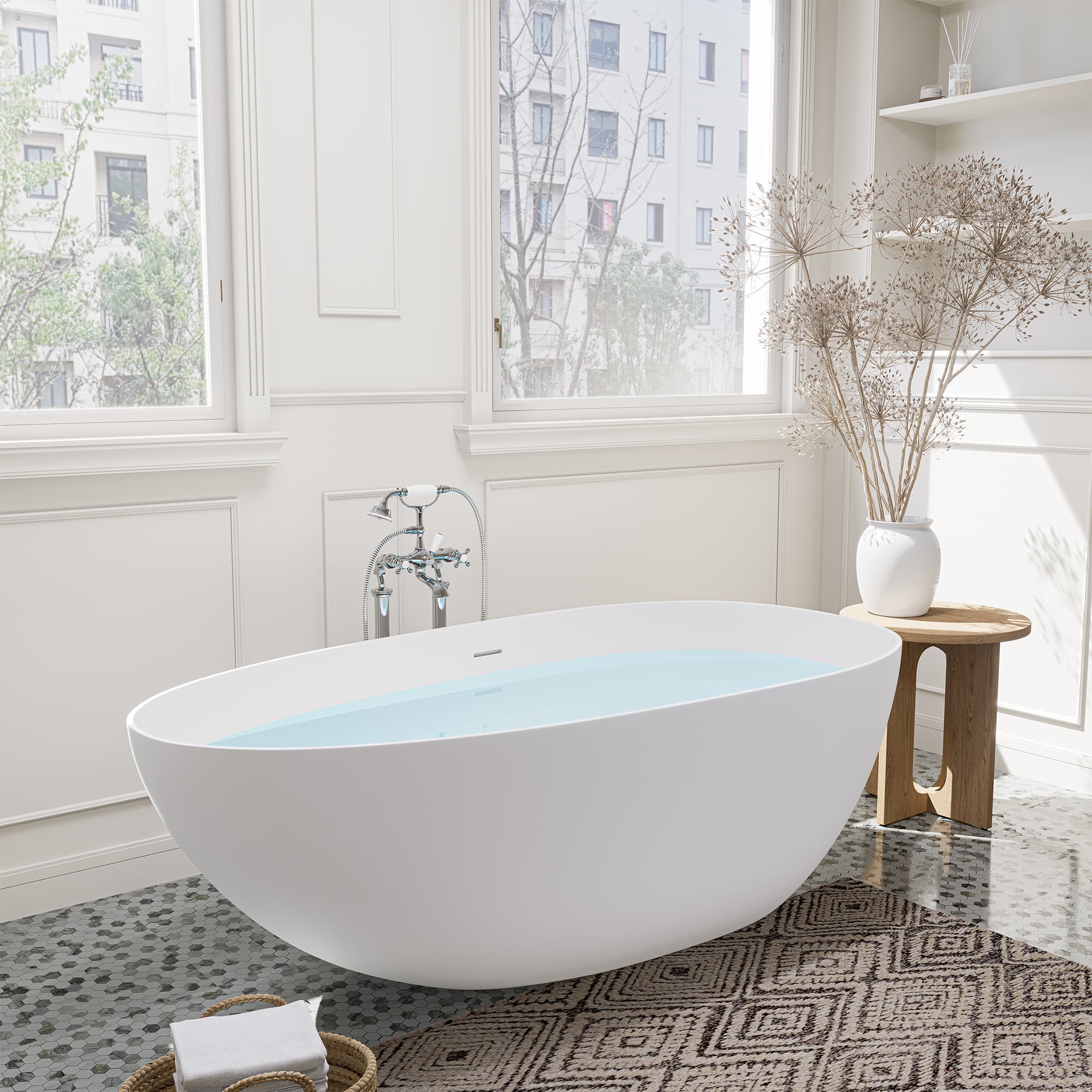 Altair Giotto Solid Surface Freestanding Soaking Bathtub - photo 7 of 24