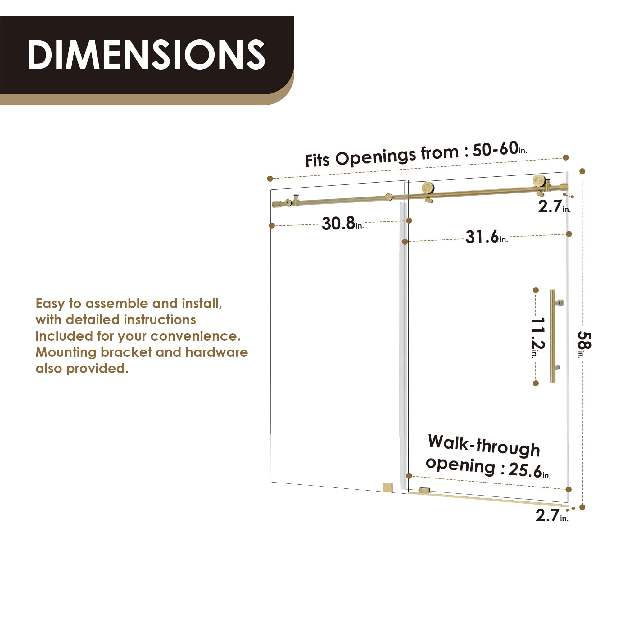 Altair Lazaro 60" W x 58" H Single Sliding Frameless Tub Door - photo 12 of 12
