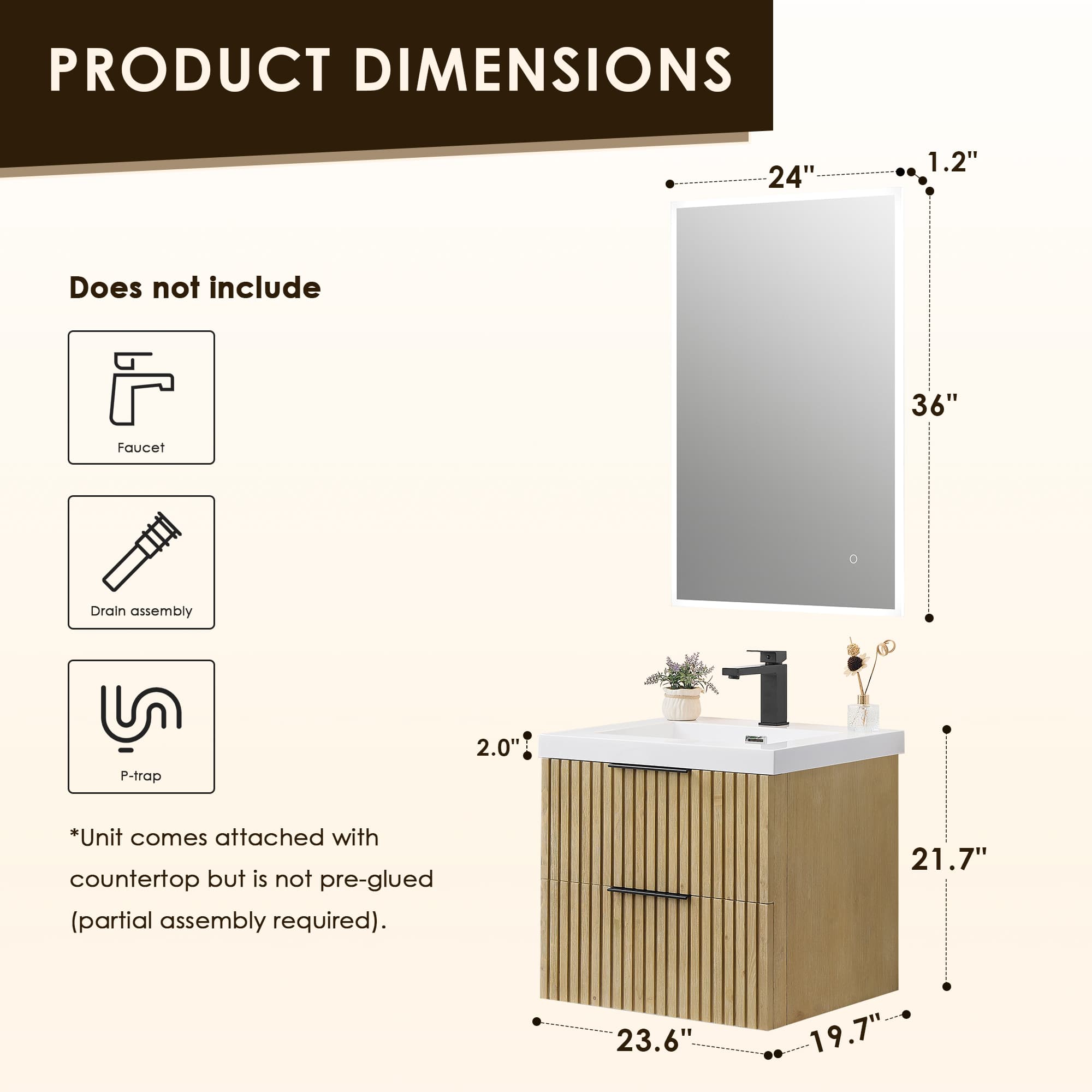 Altair Livia Freestanding Bathroom Vanity in Nature Brown - photo 11 of 12
