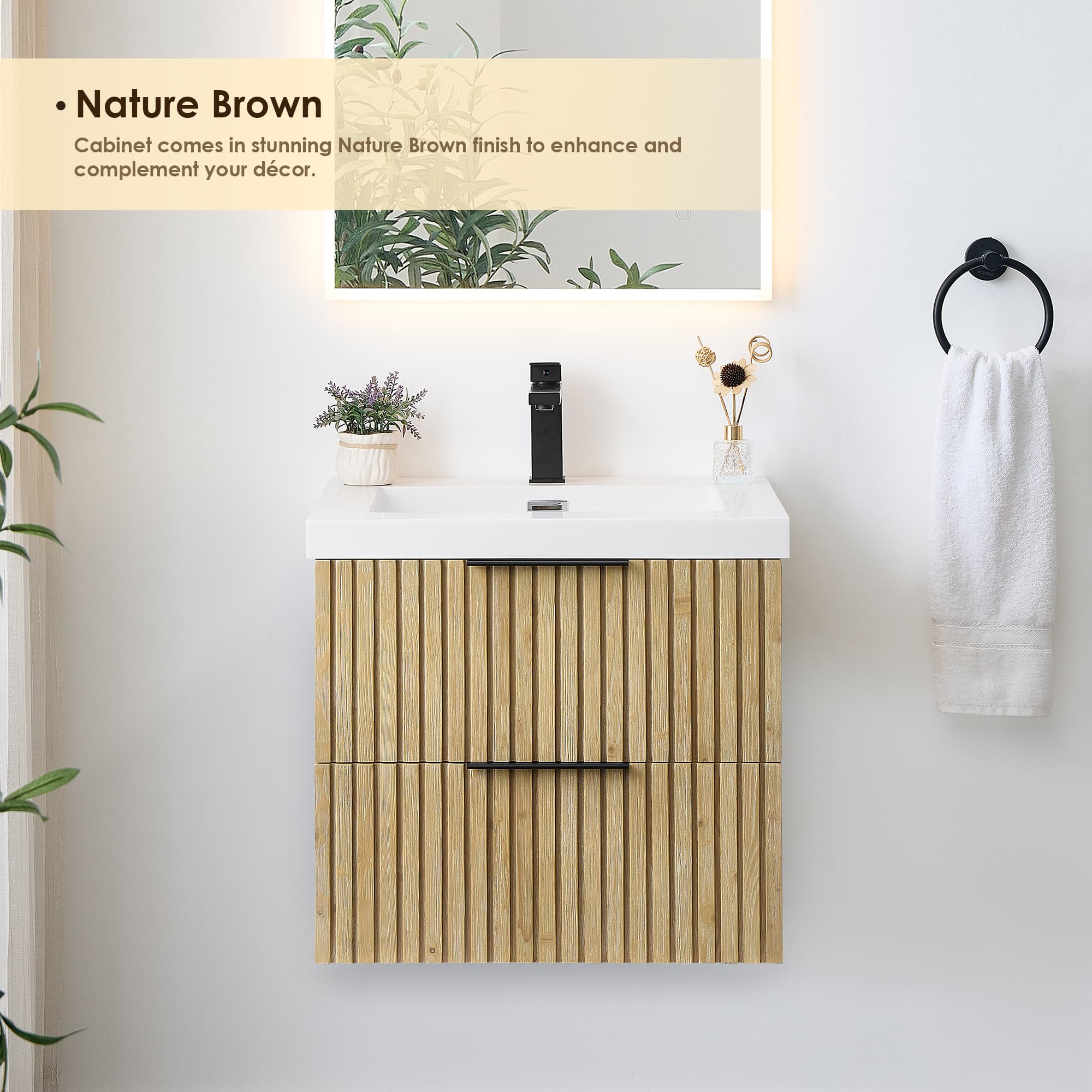 Altair Livia Freestanding Bathroom Vanity in Nature Brown - photo 4 of 12