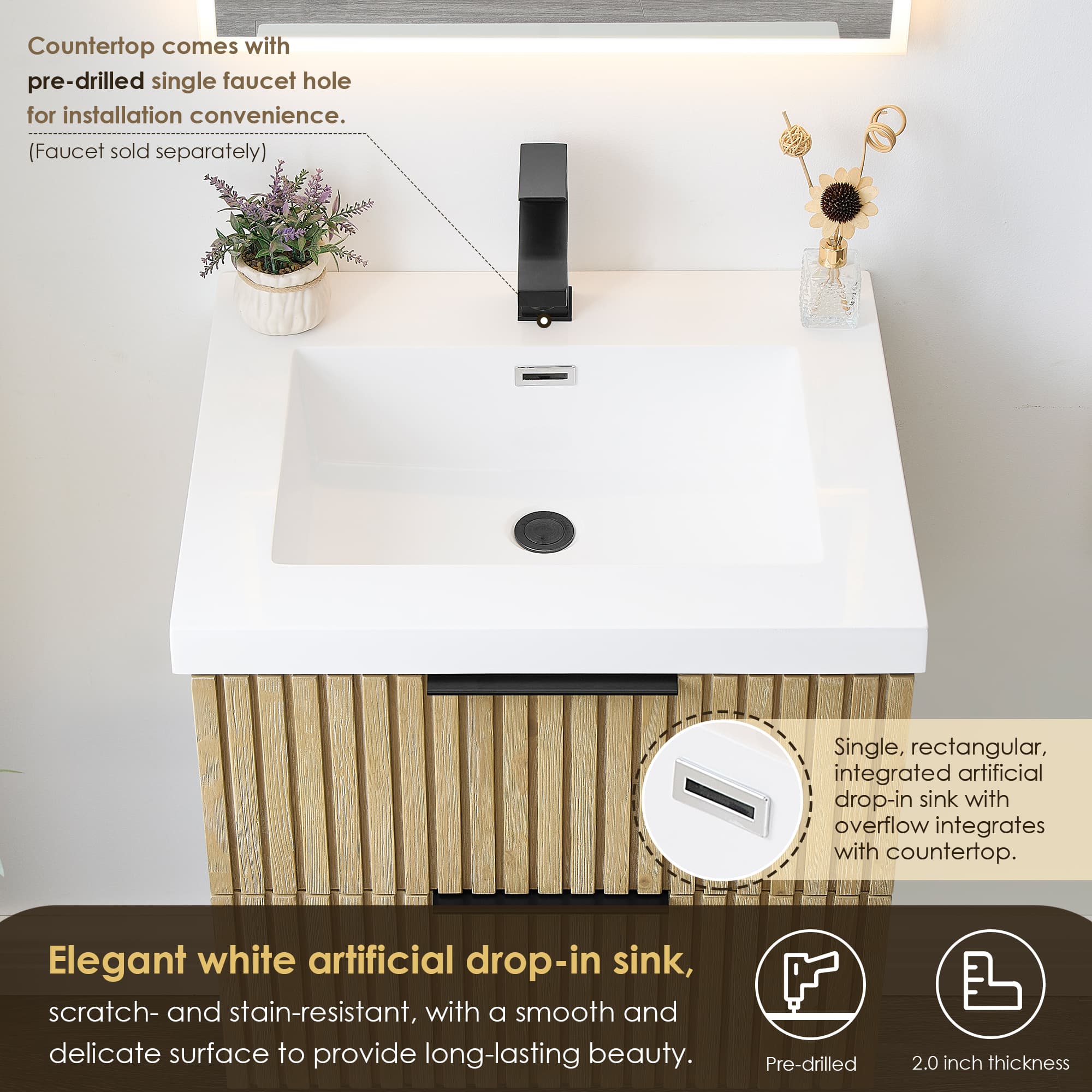 Altair Livia Freestanding Bathroom Vanity in Nature Brown - photo 6 of 12