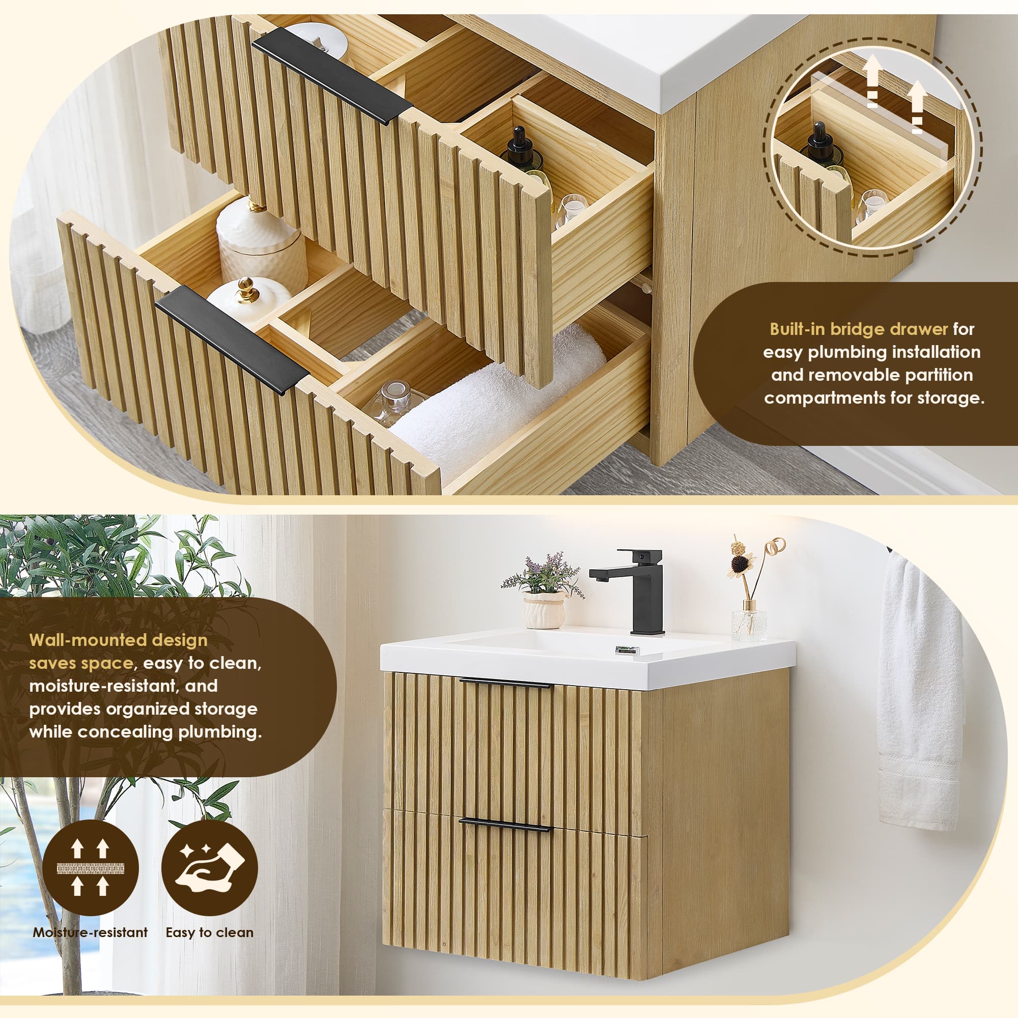 Altair Livia Freestanding Bathroom Vanity in Nature Brown - photo 9 of 12