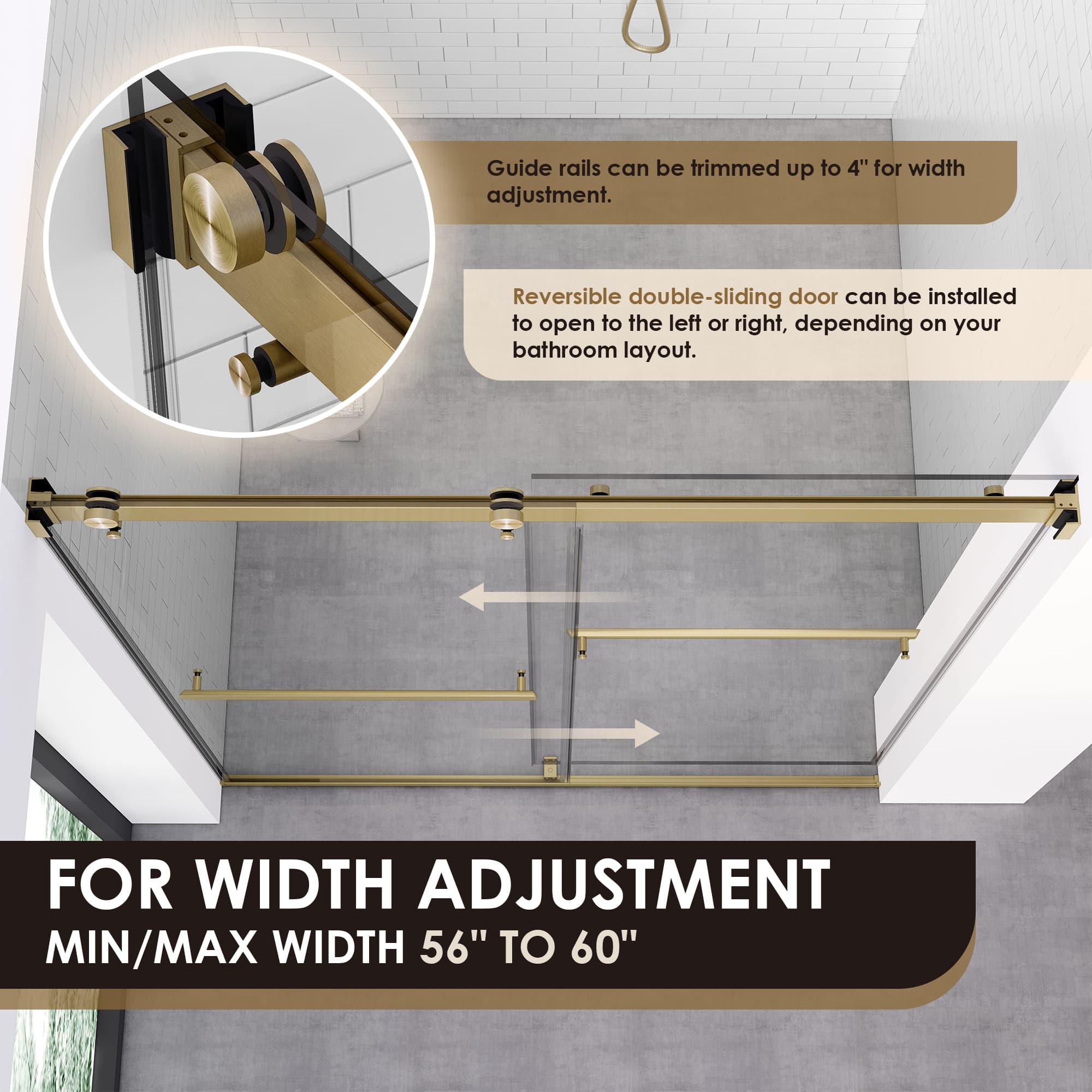 Altair Marcelo 60" W x 58" H By-Pass Frameless Tub Door - photo 10 of 14