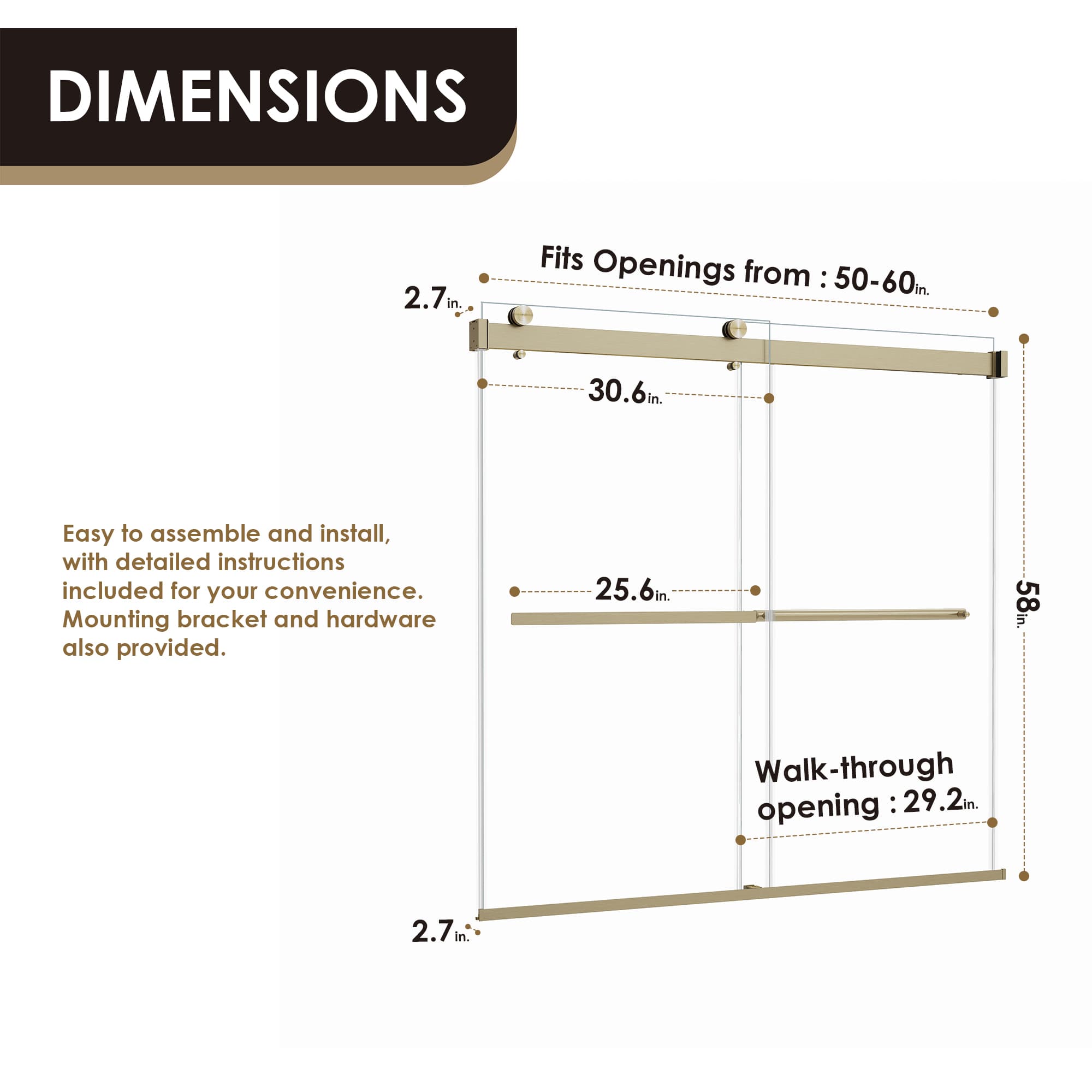 Altair Marcelo 60" W x 58" H By-Pass Frameless Tub Door - photo 14 of 14
