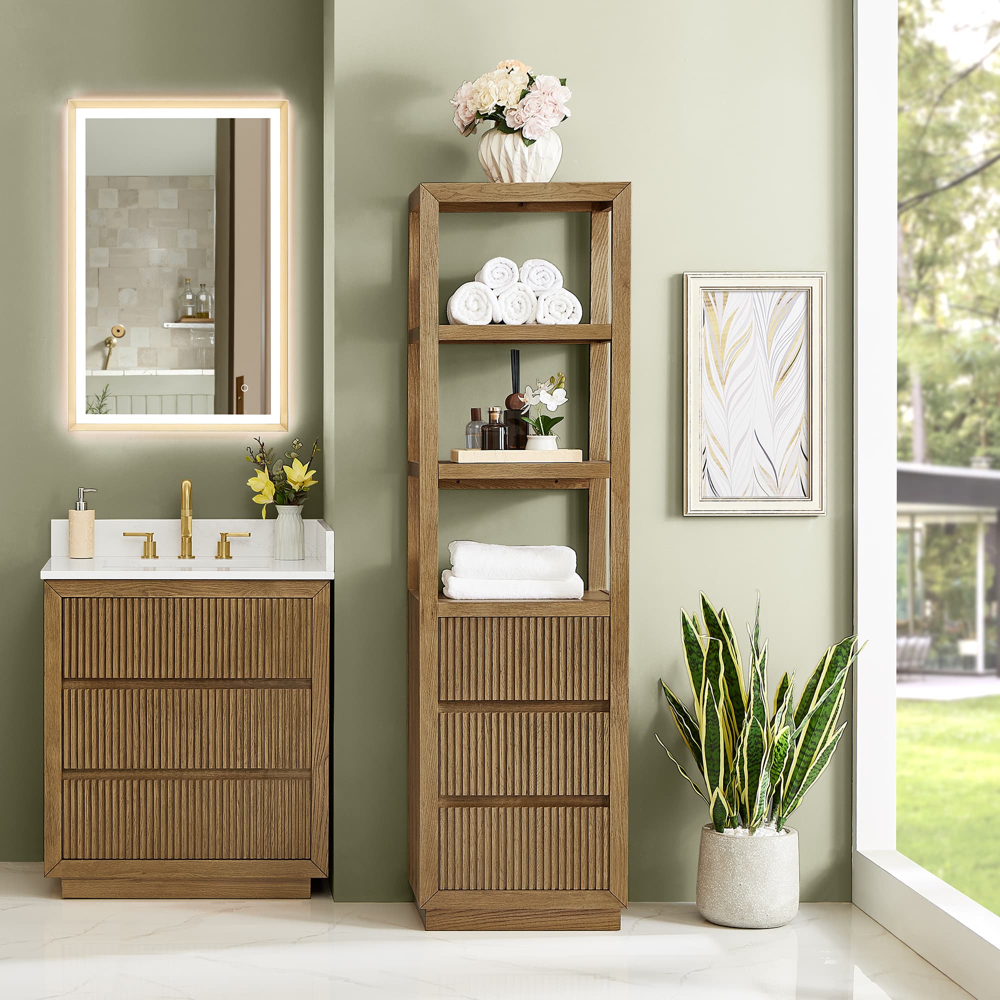 Altair Navan 20" Freestanding Linen Cabinet in Weathered Brown - photo 12 of 13