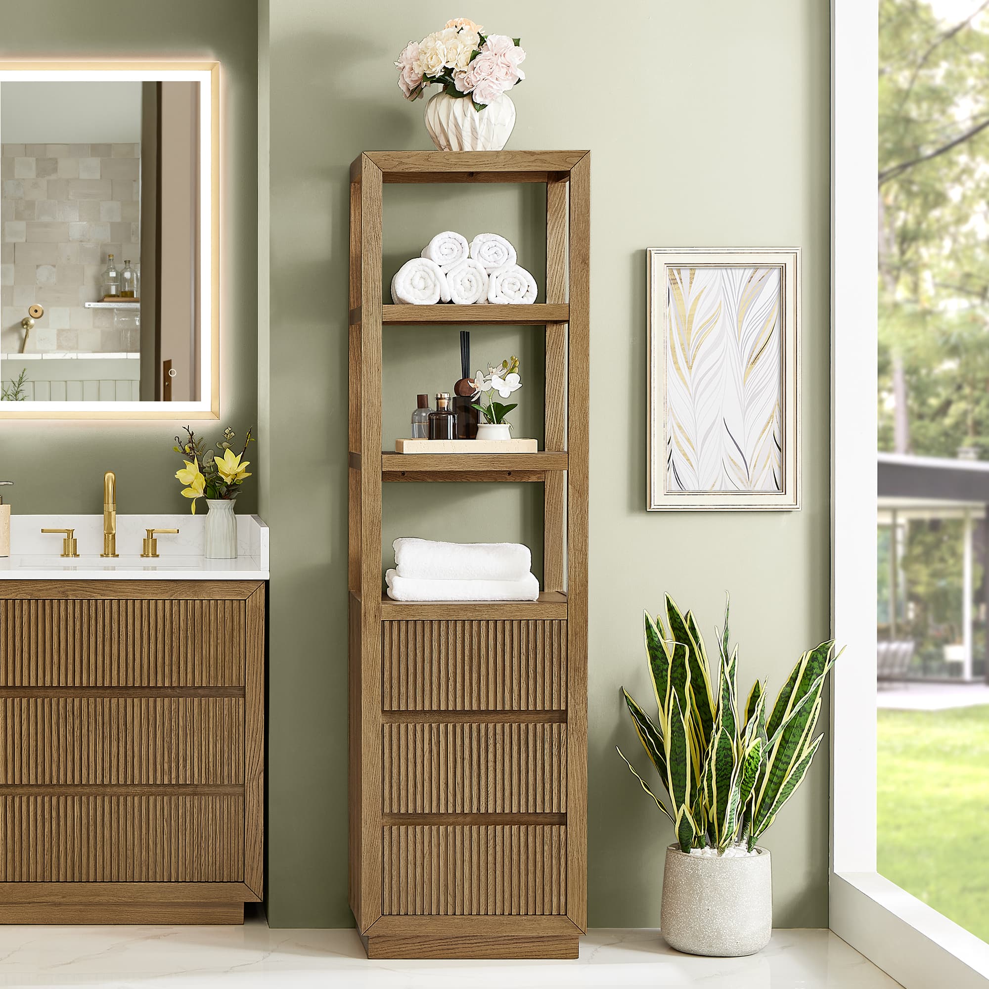 Altair Navan 20" Freestanding Linen Cabinet in Weathered Brown - photo 2 of 13