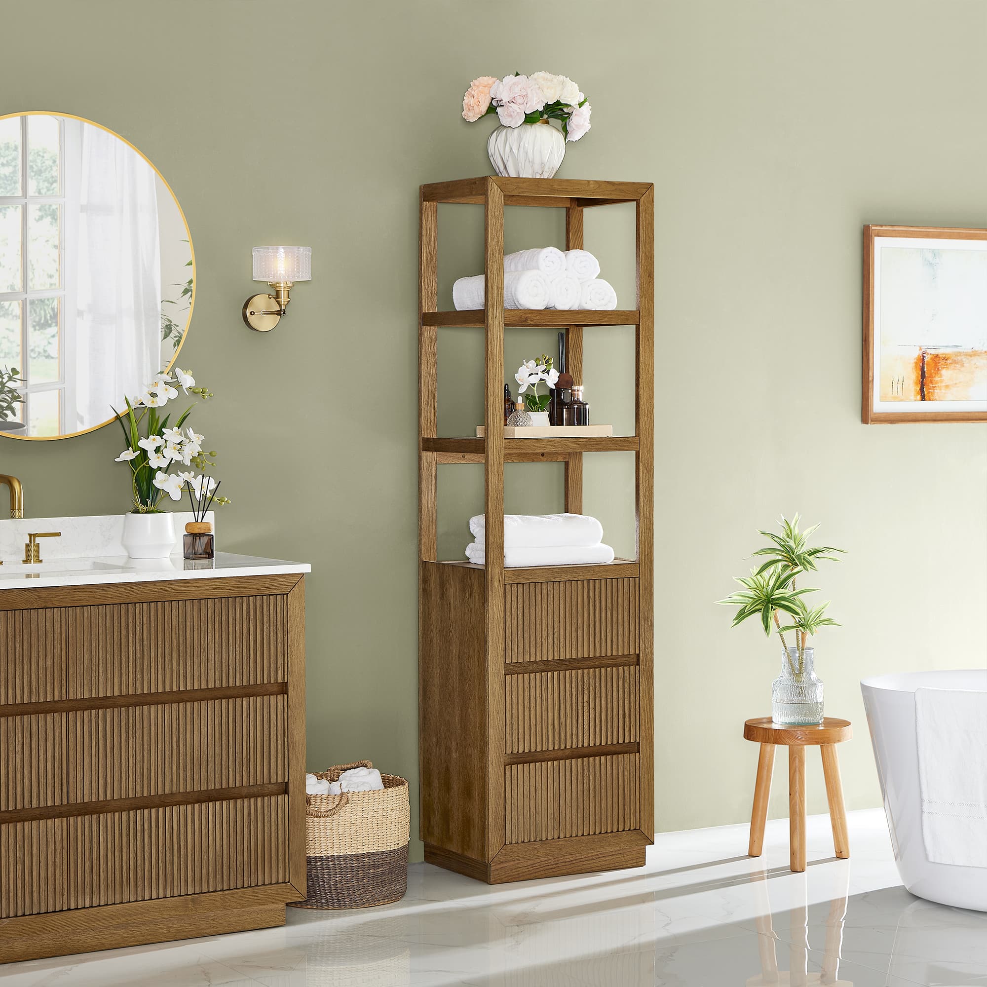 Altair Navan 20" Freestanding Linen Cabinet in Weathered Brown - photo 3 of 13