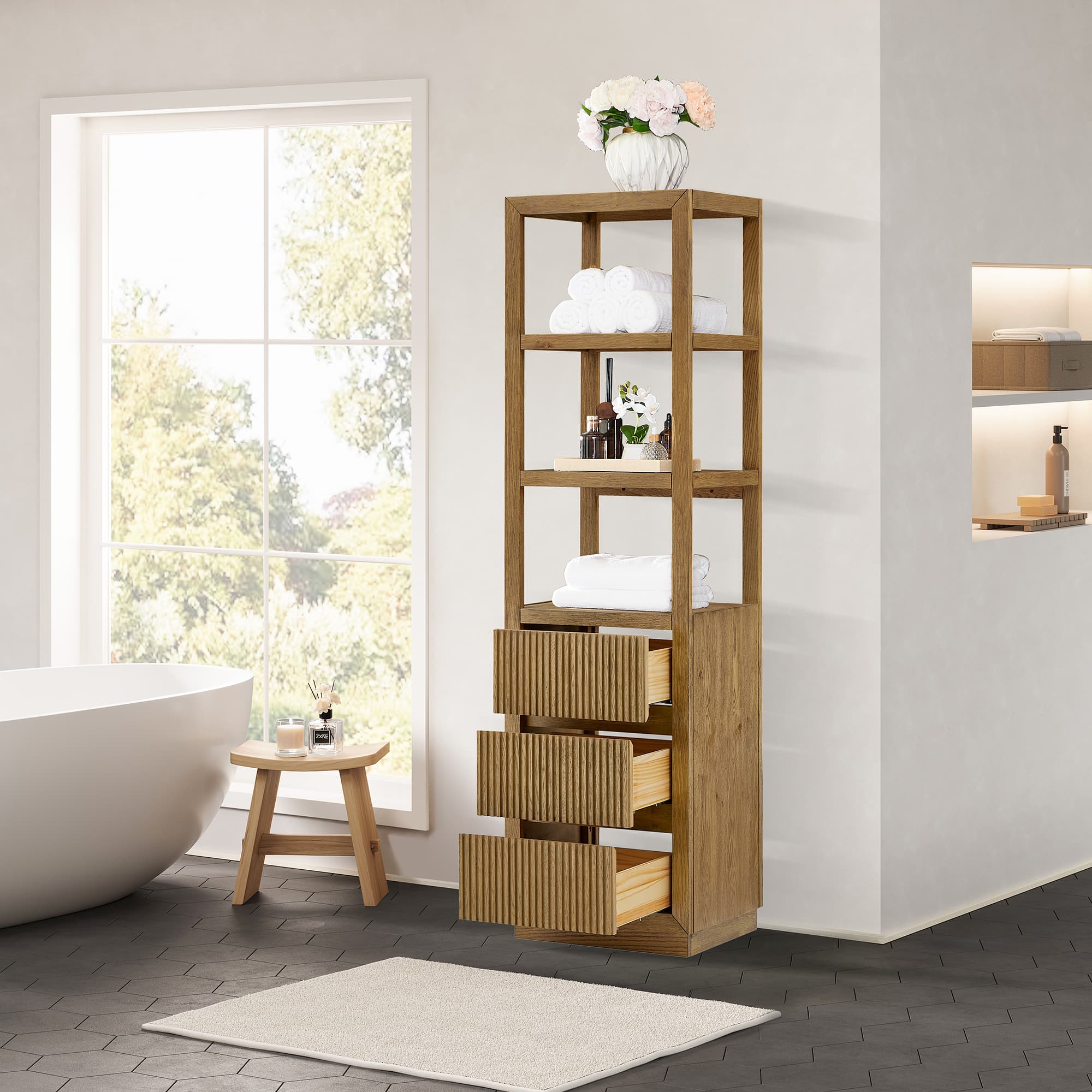 Altair Navan 20" Freestanding Linen Cabinet in Weathered Brown - photo 4 of 13