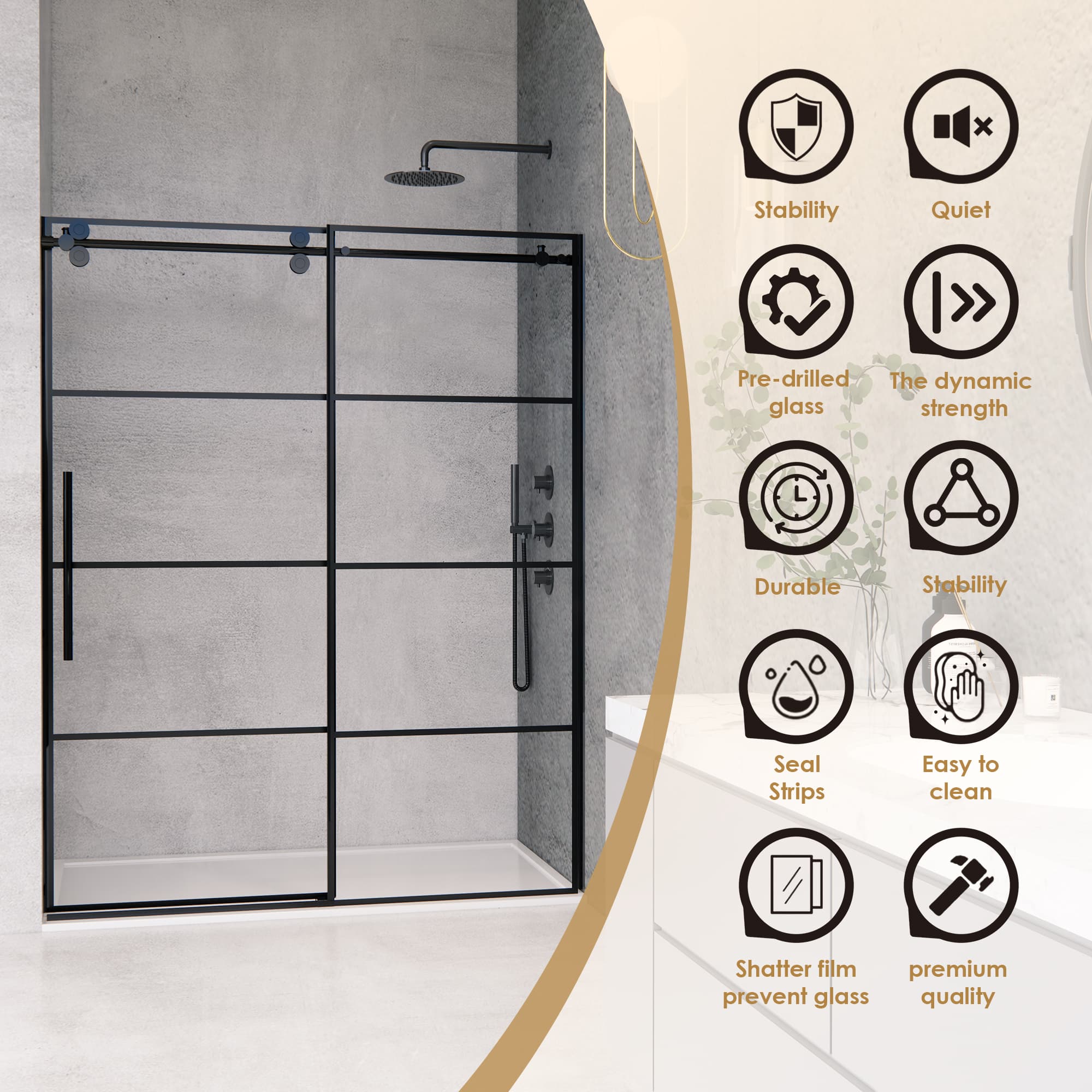 Altair Sankiz 60" W x 76" H Single Sliding Frameless Shower Door - photo 7 of 15