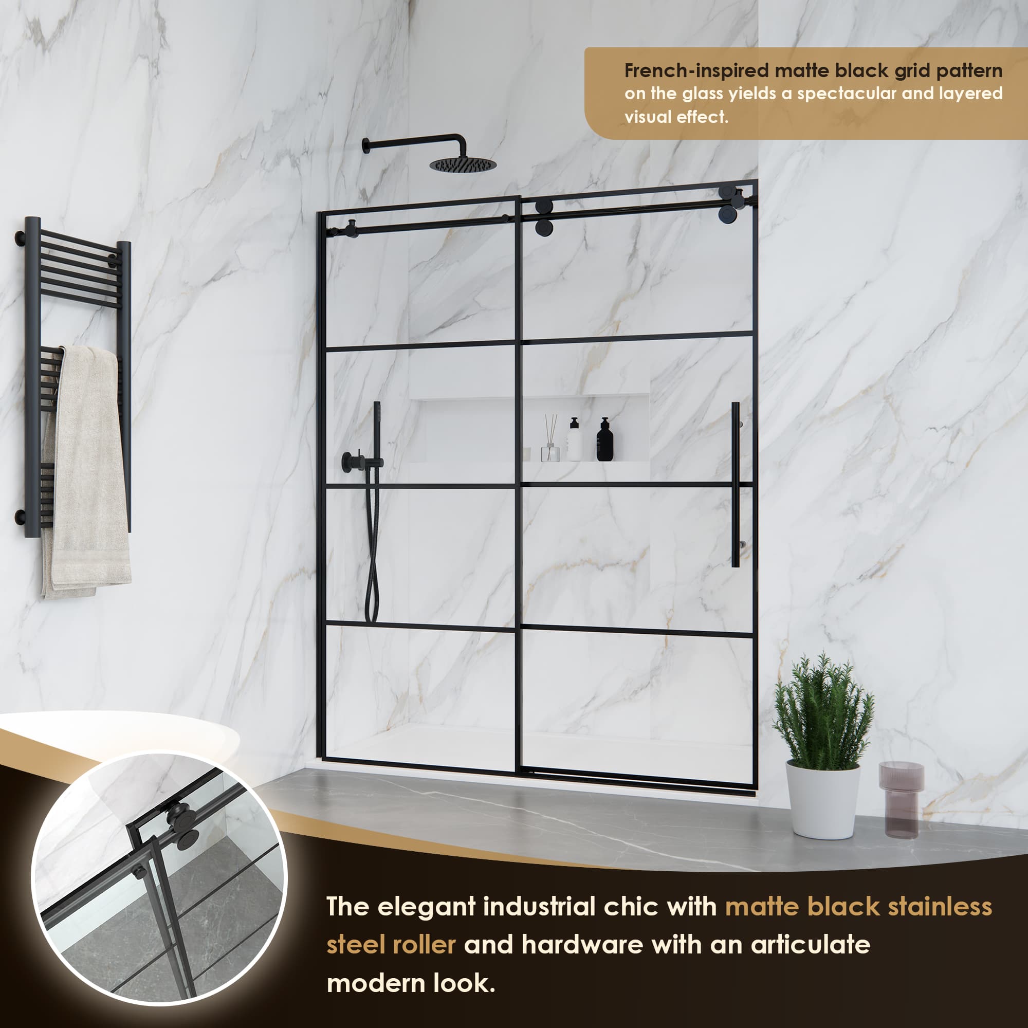 Altair Sankiz 60" W x 76" H Single Sliding Frameless Shower Door - photo 8 of 15