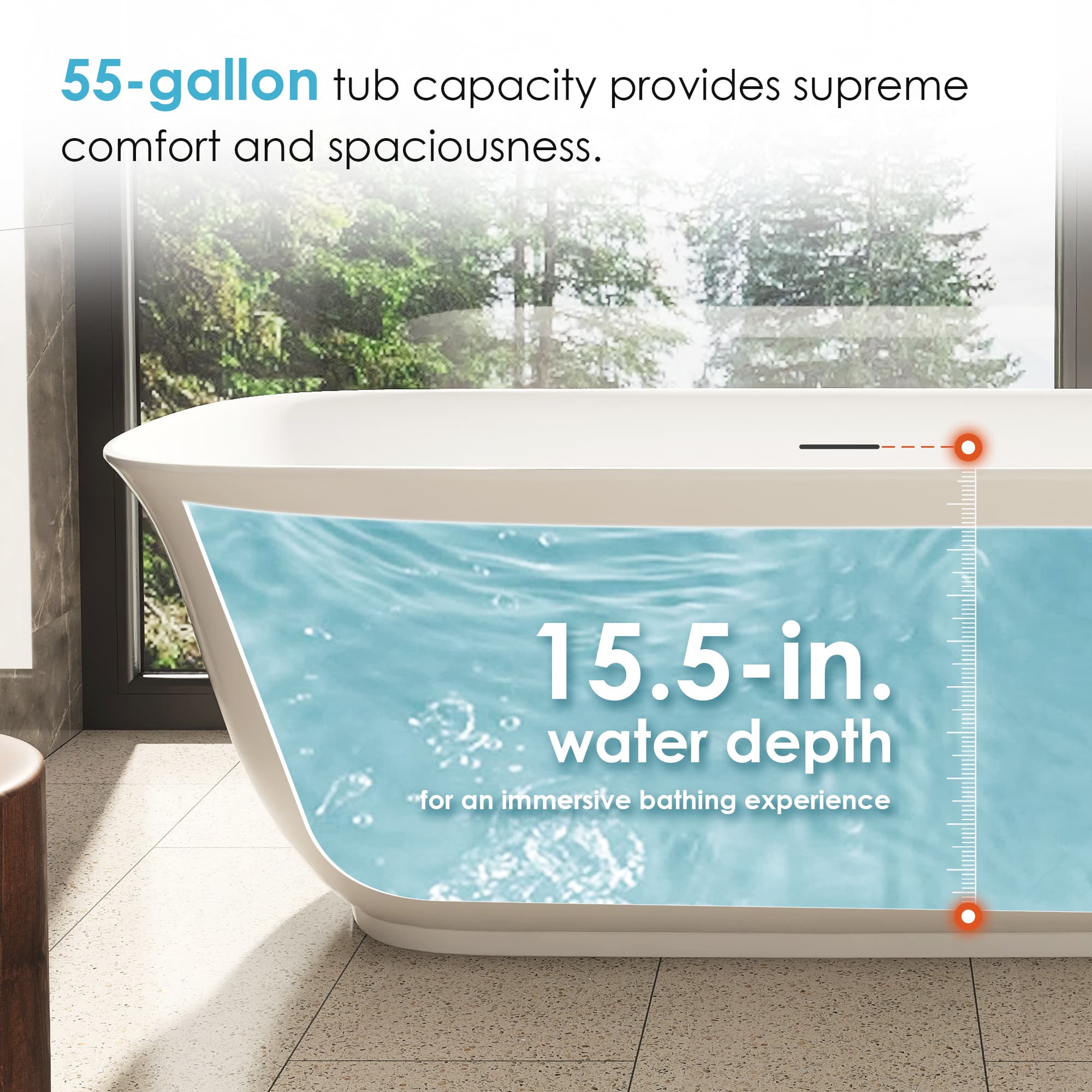 Altair Sarnia Freestanding Acrylic Soaking Bathtub - photo 12 of 18