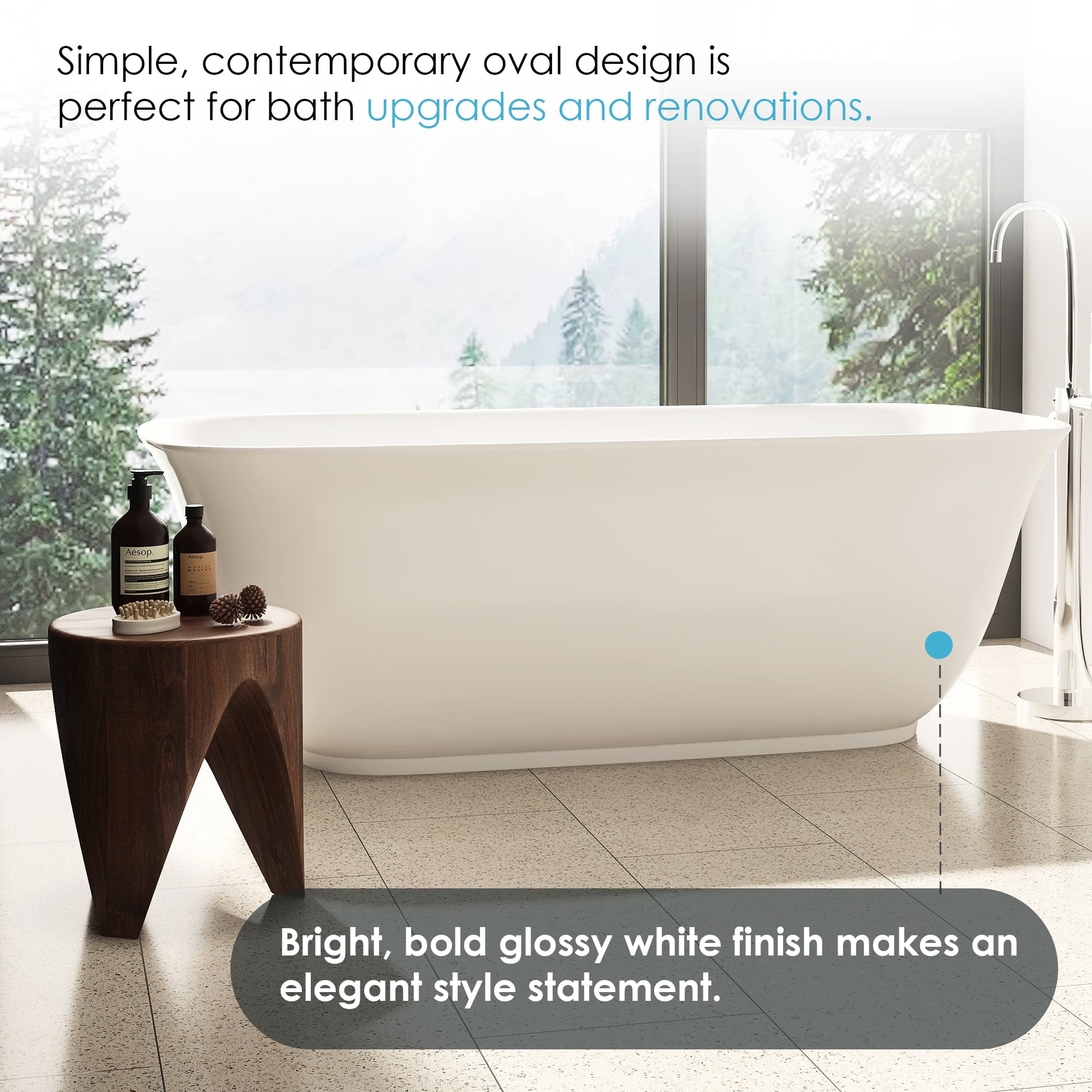 Altair Sarnia Freestanding Acrylic Soaking Bathtub - photo 9 of 18