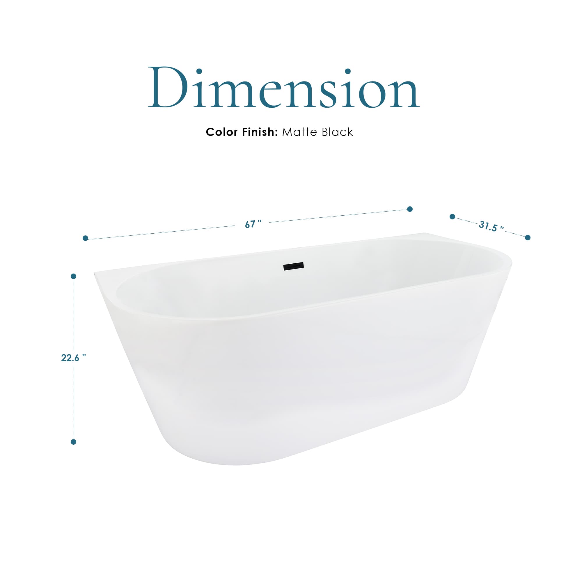 Altair Satchi 67 Inch Acrylic Soaking Bathtub - photo 13 of 13