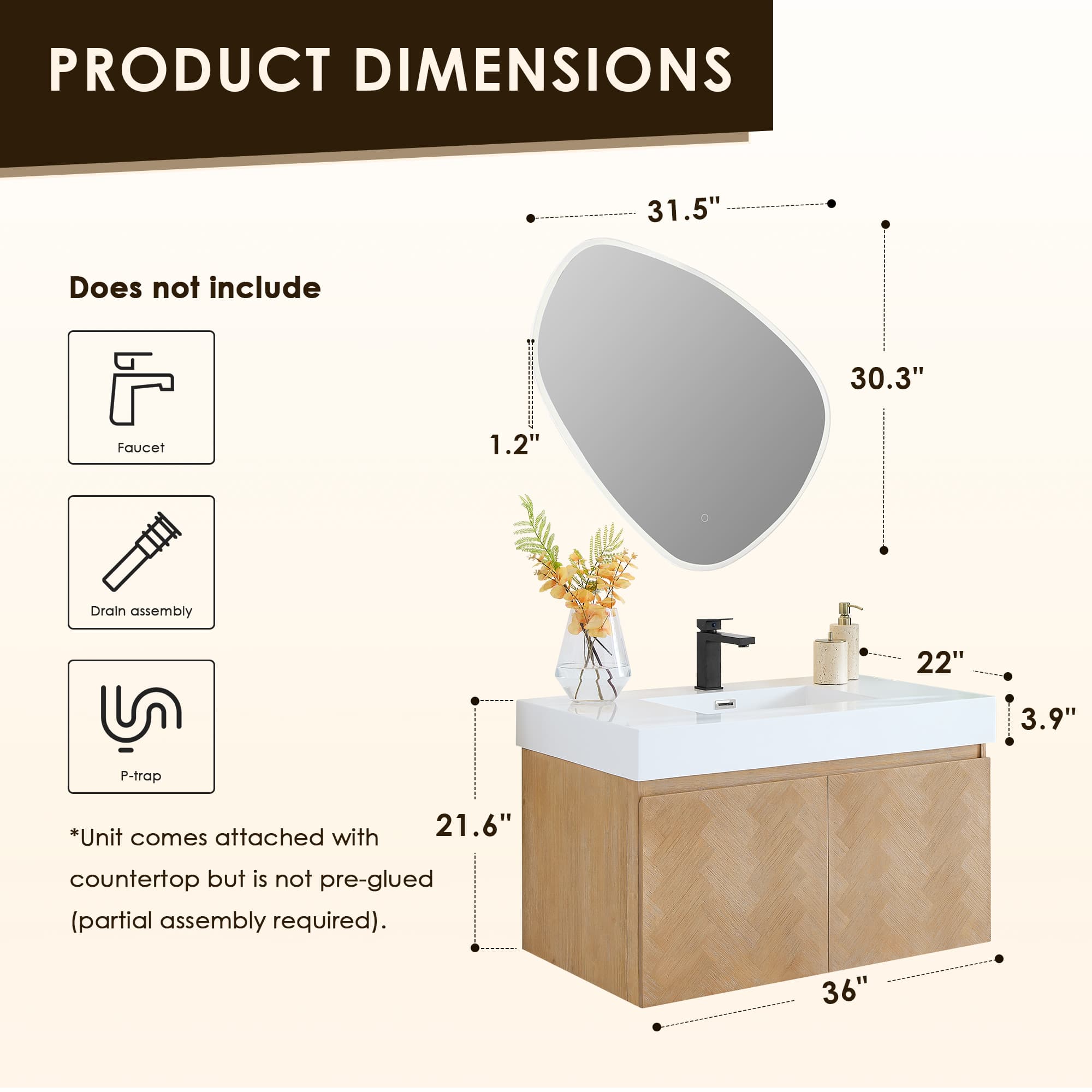 Altair Siena Freestanding Bathroom Vanity in Light Brown - photo 10 of 11