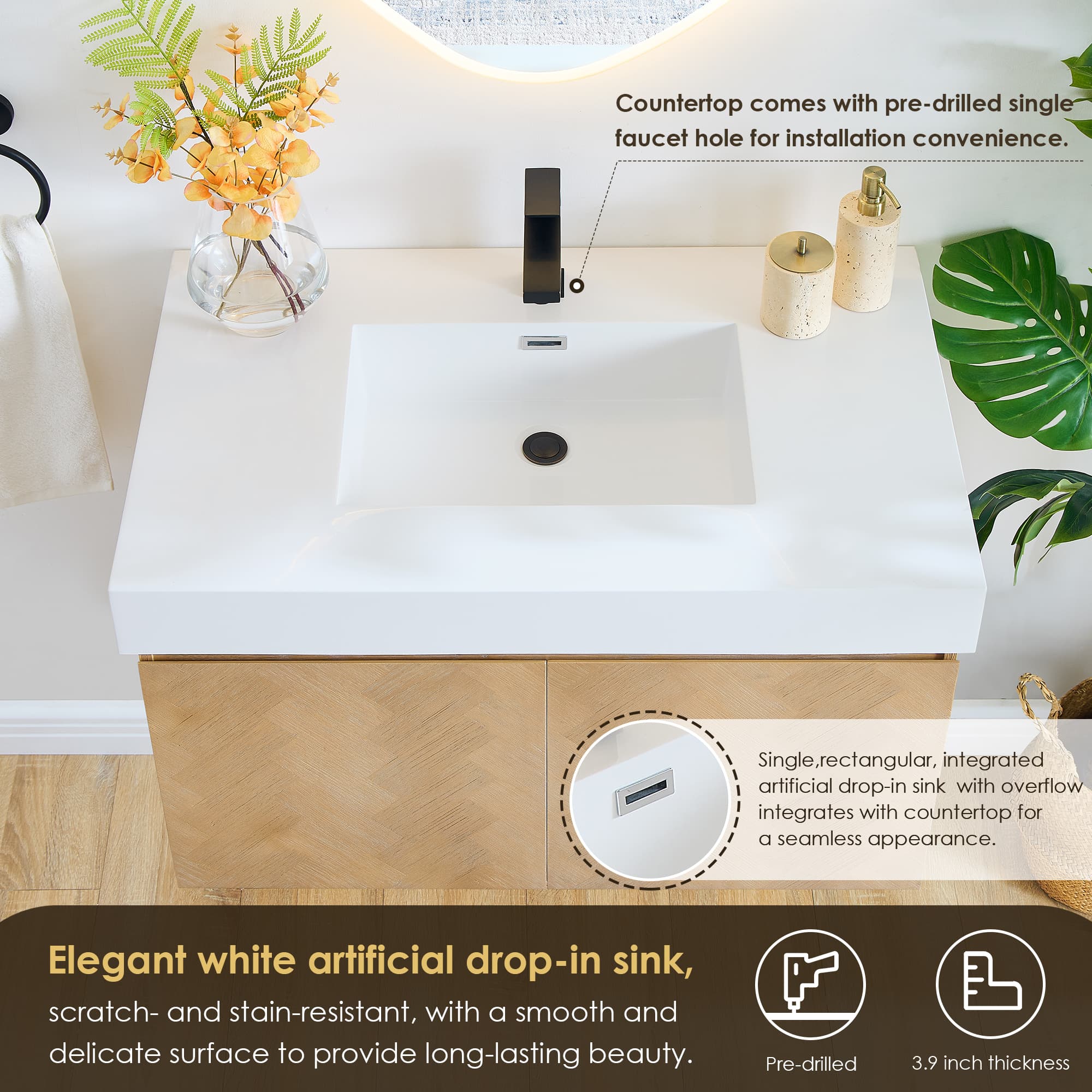 Altair Siena Freestanding Bathroom Vanity in Light Brown - photo 6 of 11