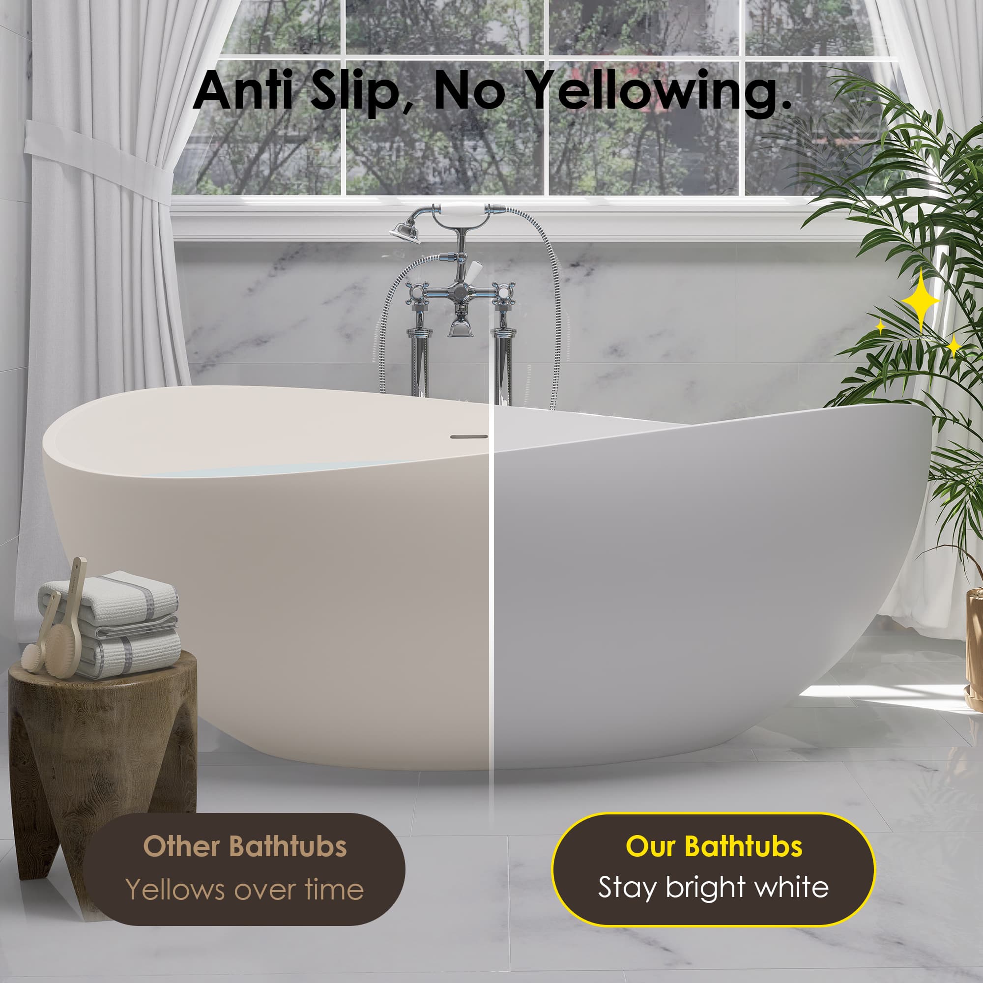 Altair Vespa 63 Inch Solid Surface Freestanding Soaking Bathtub - photo 15 of 23