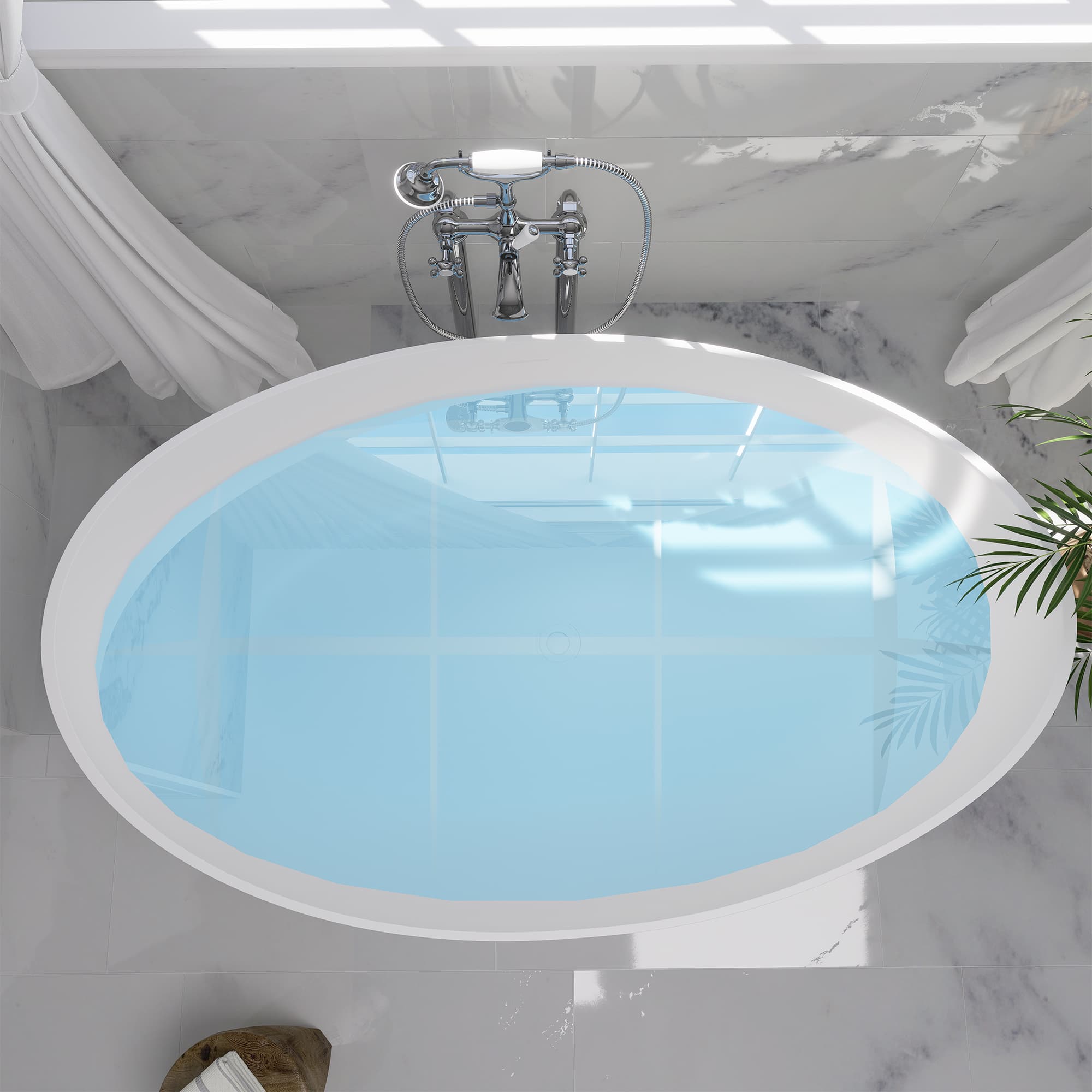 Altair Vespa 63 Inch Solid Surface Freestanding Soaking Bathtub - photo 7 of 23