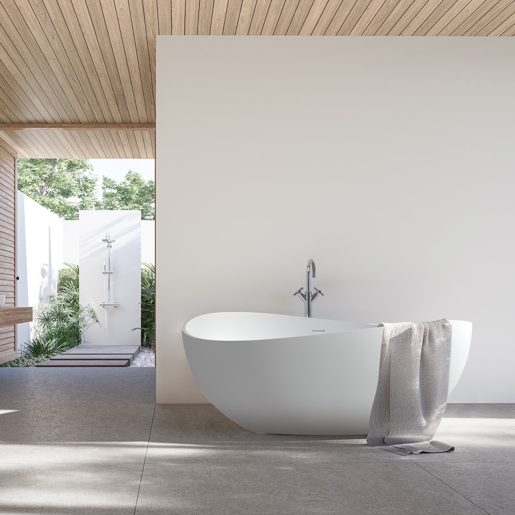Altair Vespa 63 Inch Solid Surface Freestanding Soaking Bathtub - photo 8 of 23