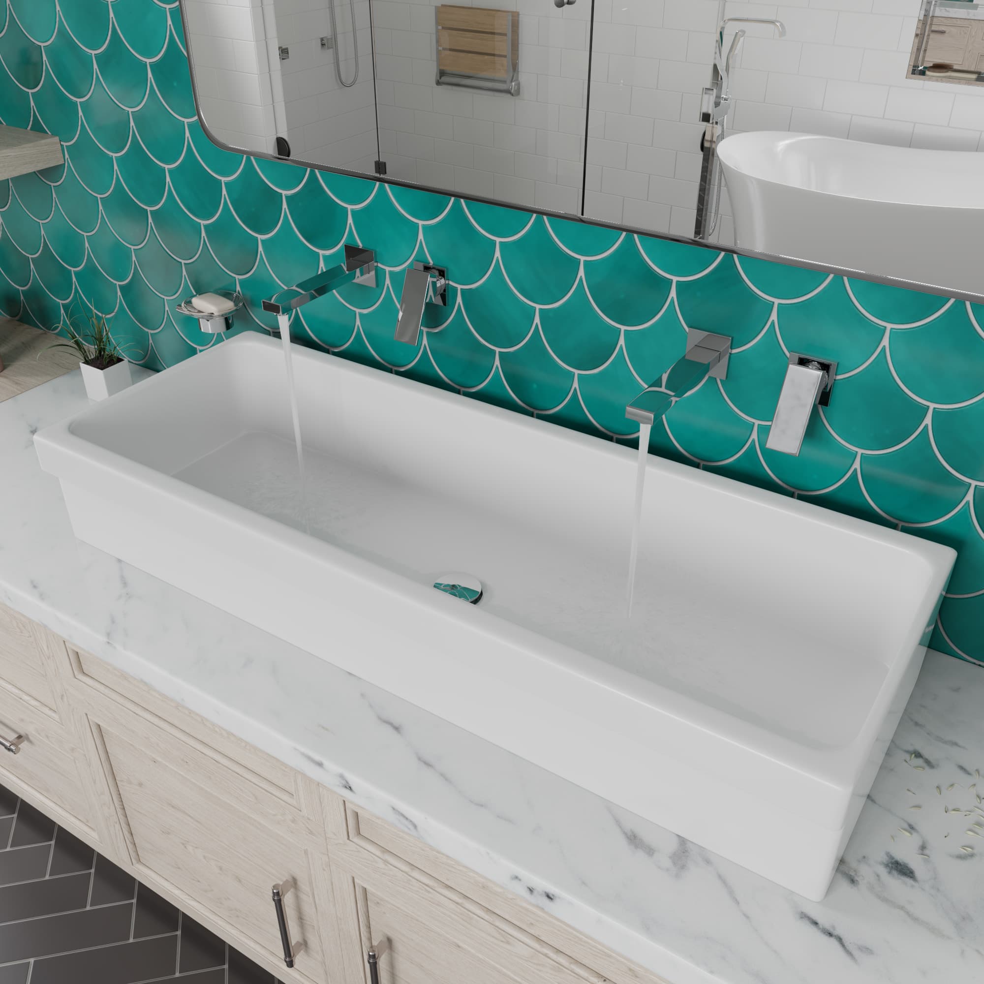 ALFI AB48TR 48" White Above Mount Fireclay Bath Trough Bathroom Sink - image 1