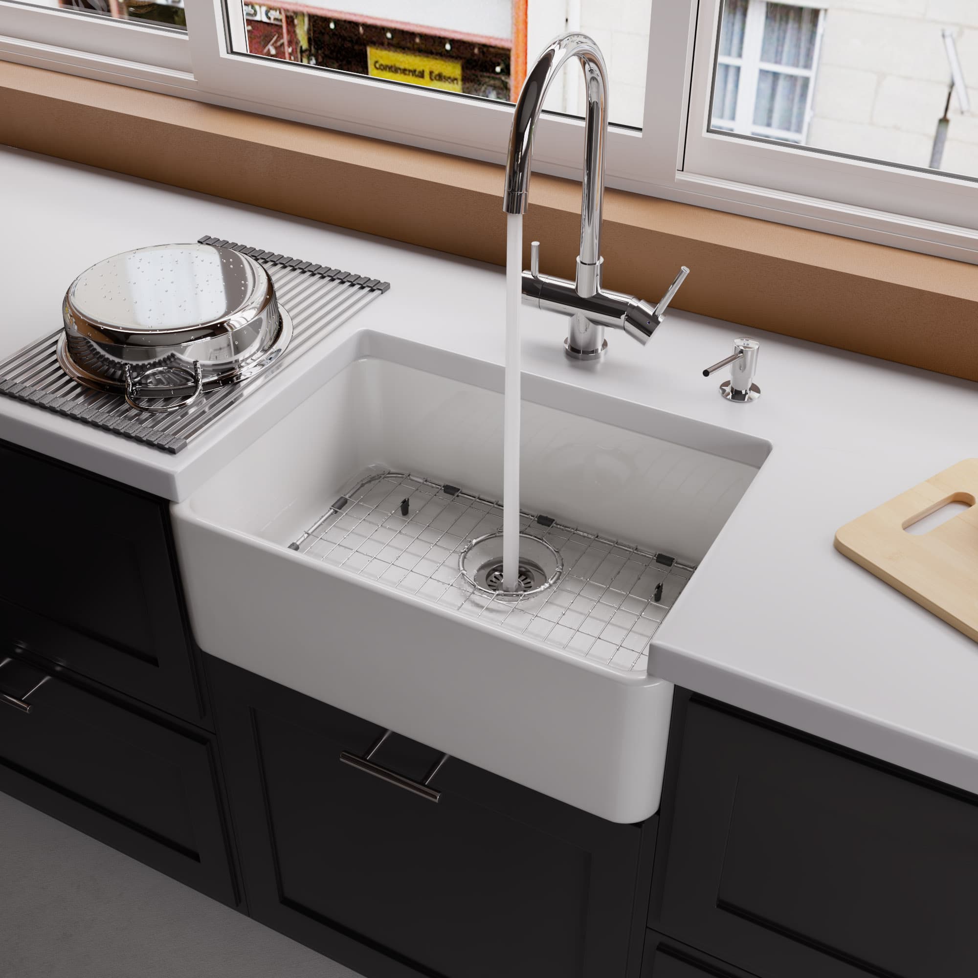 ALFI AB503 Fireclay Farmhouse Kitchen Sink